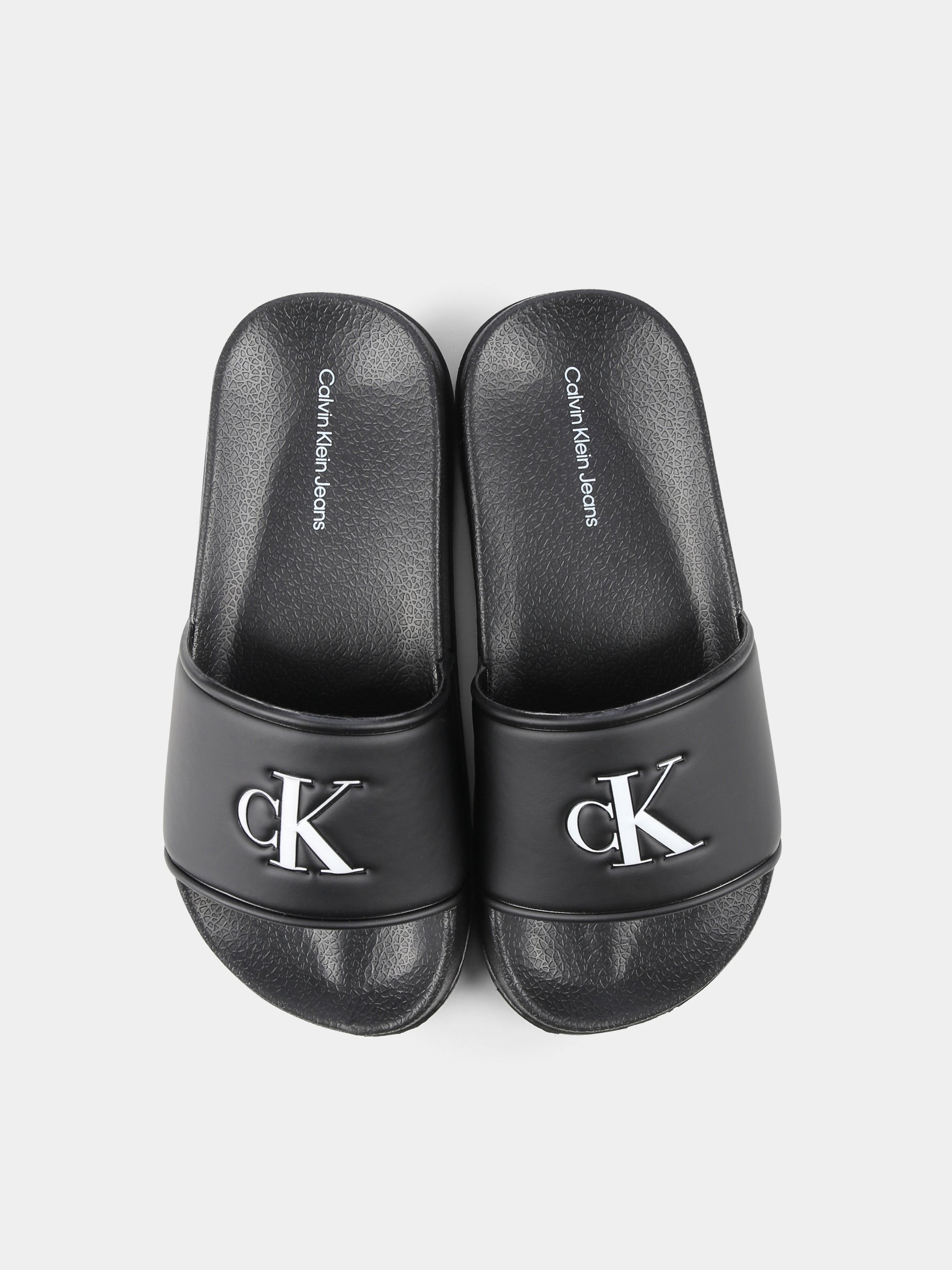 Ciabatte nere per bambini con logo,Calvin Klein Kids,V3X0 83032 1172999