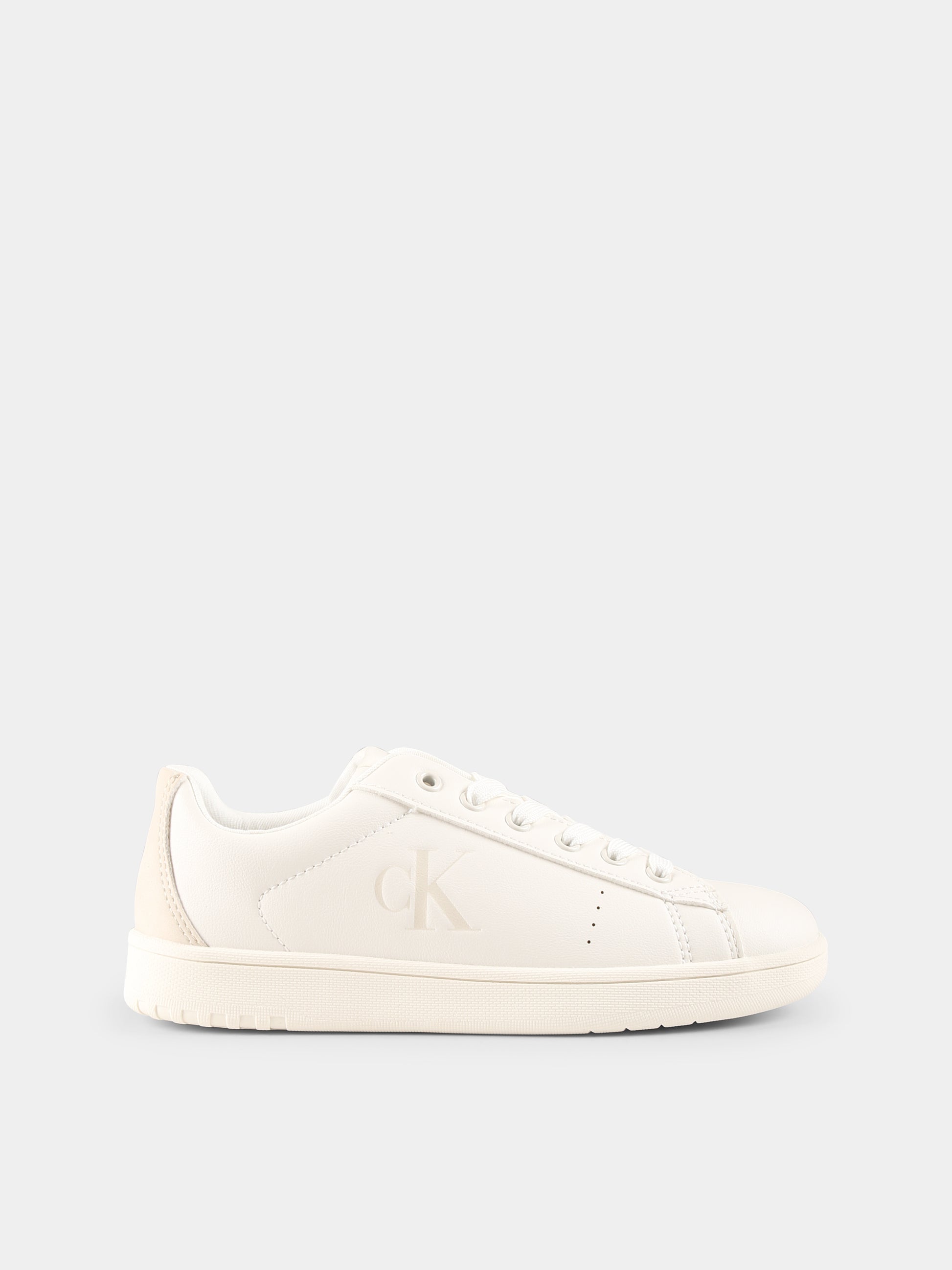 Sneakers avorio per bambini con logo,Calvin Klein Kids,V3X9 82082 1355A472
