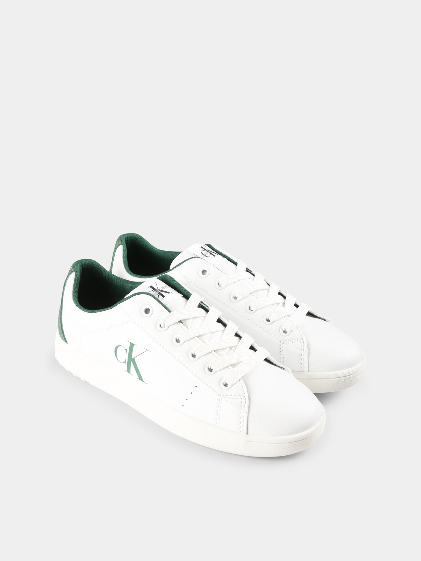 Sneakers bianche per bambini con logo,Calvin Klein Kids,V3X9 82082 1355A494