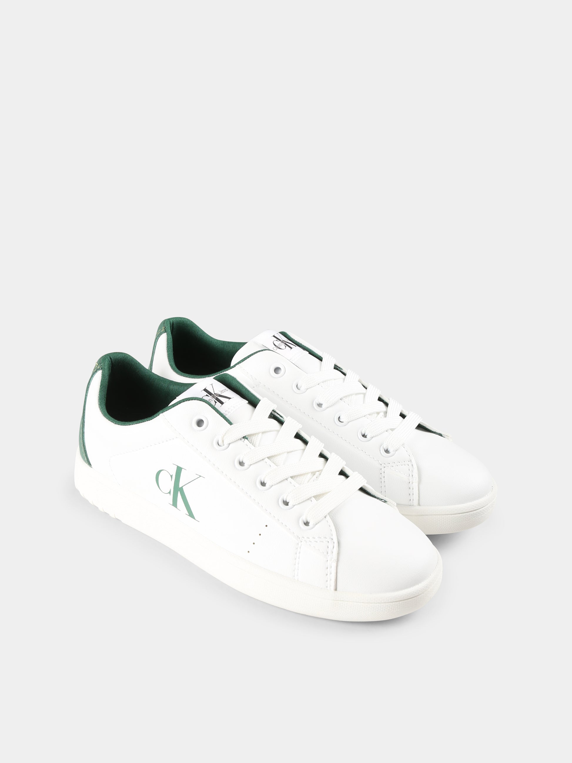 Sneakers bianche per bambini con logo,Calvin Klein Kids,V3X9 82082 1355A494