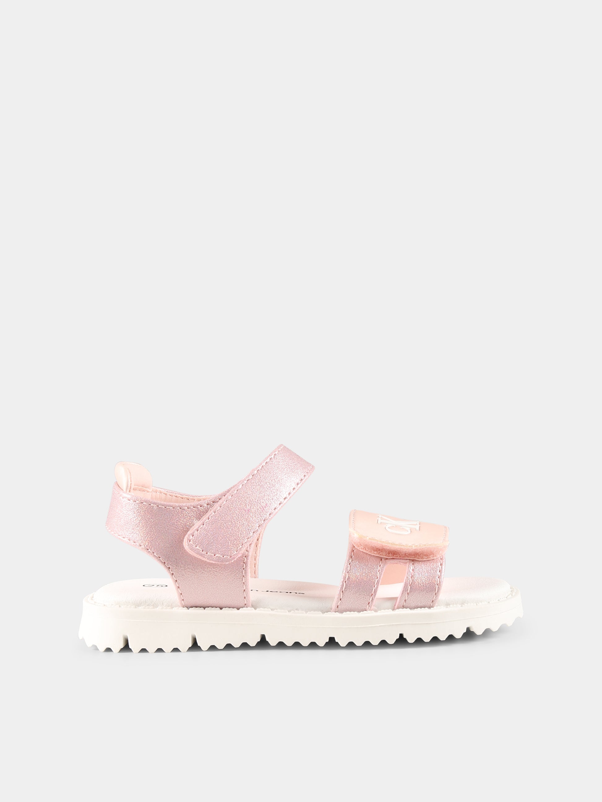 Sandali rosa per bambina con logo,Calvin Klein Kids,V1A2 82039 1013302