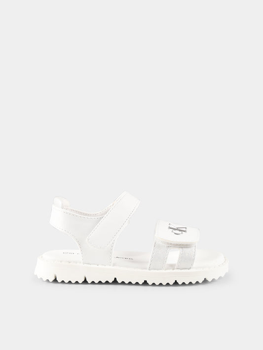 Sandali bianchi per bambina con logo,Calvin Klein Kids,V1A2 82039 1013X025