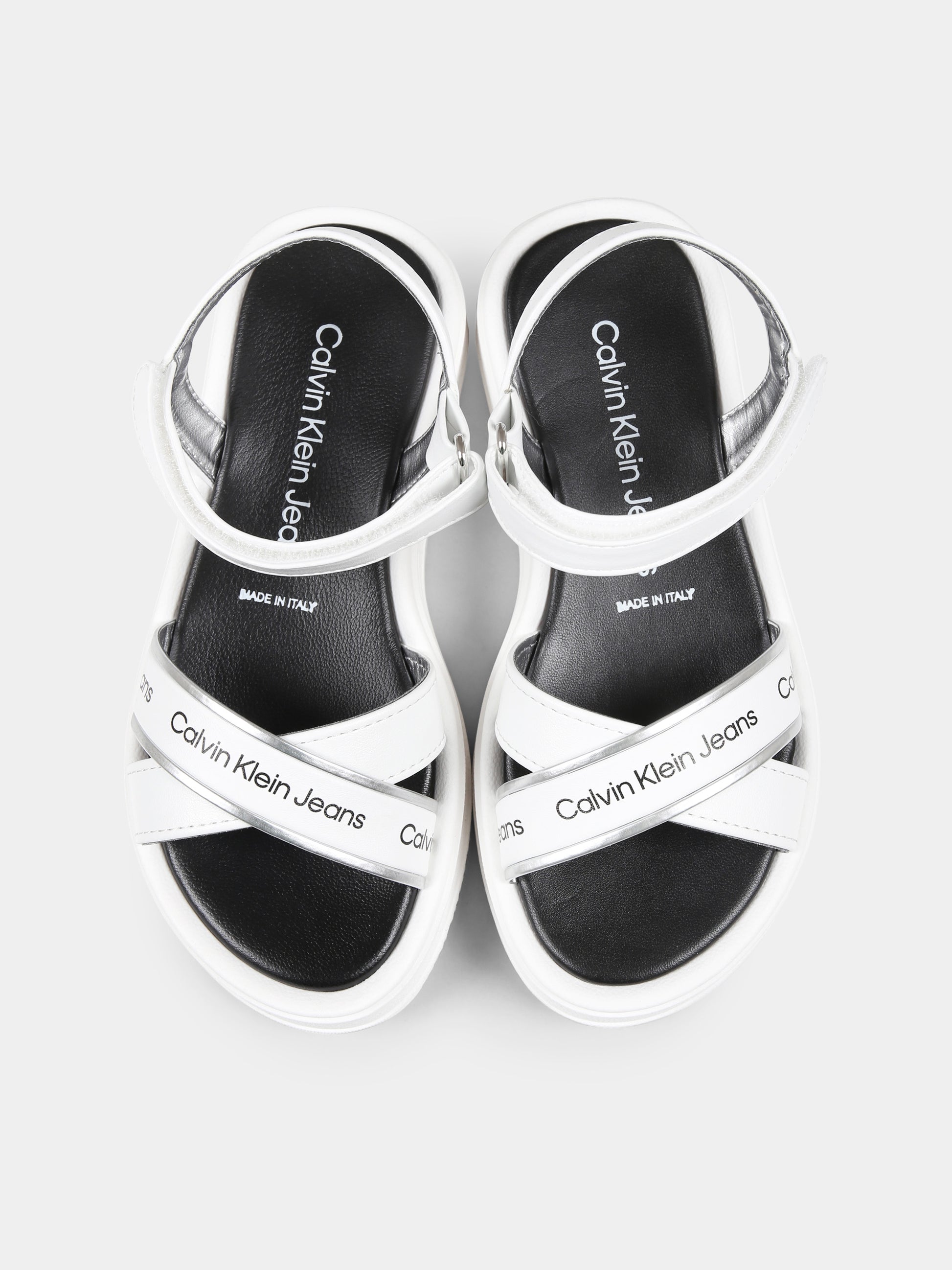 Sandali bianchi per bambina con logo,Calvin Klein Kids,V4A2 82054 0371X025