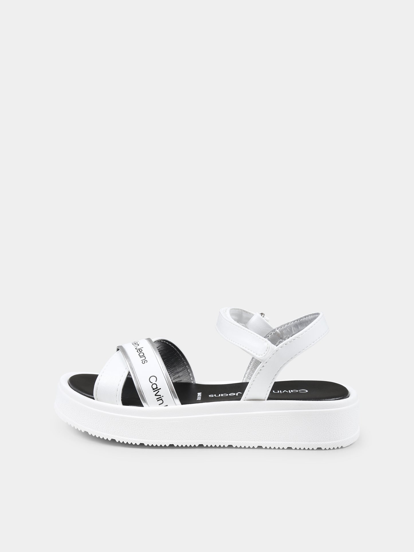 Sandali bianchi per bambina con logo,Calvin Klein Kids,V4A2 82054 0371X025