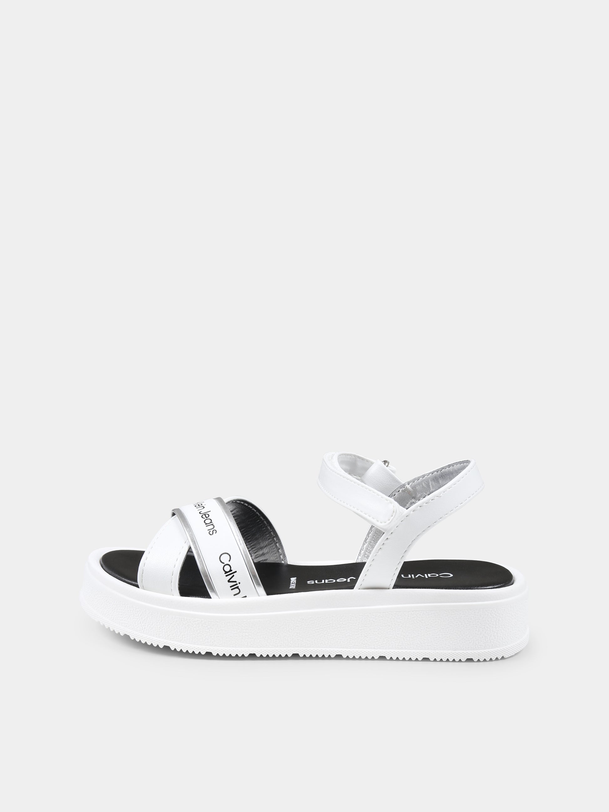 Sandali bianchi per bambina con logo,Calvin Klein Kids,V4A2 82054 0371X025
