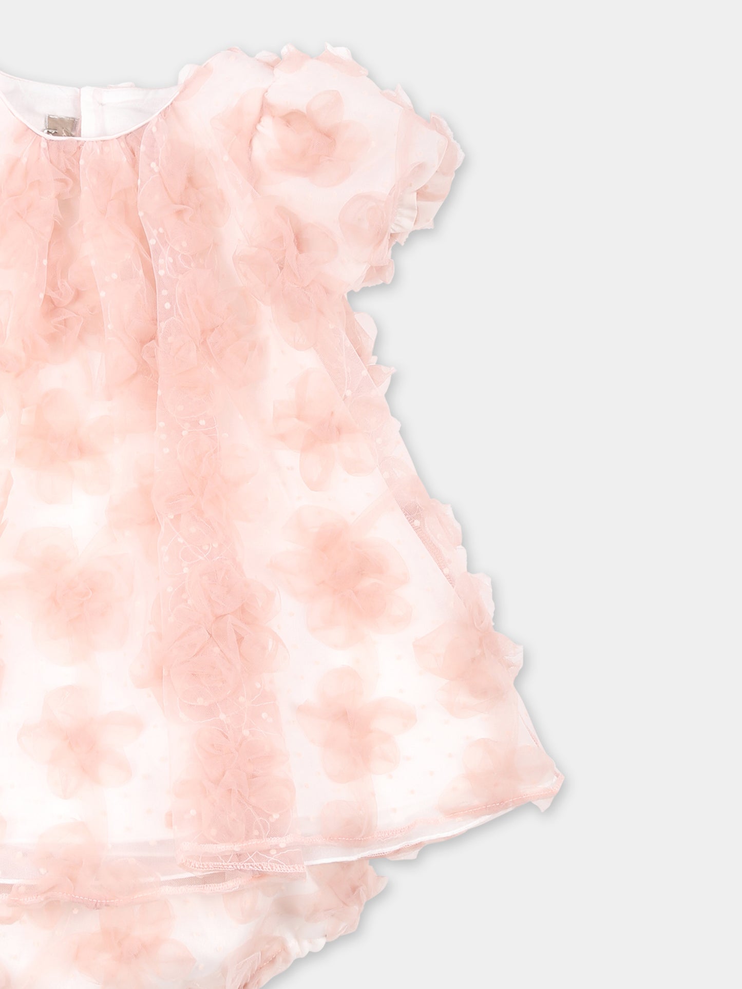 Vestito rosa per neonata con fiori,La Stupenderia,CBAB54X24