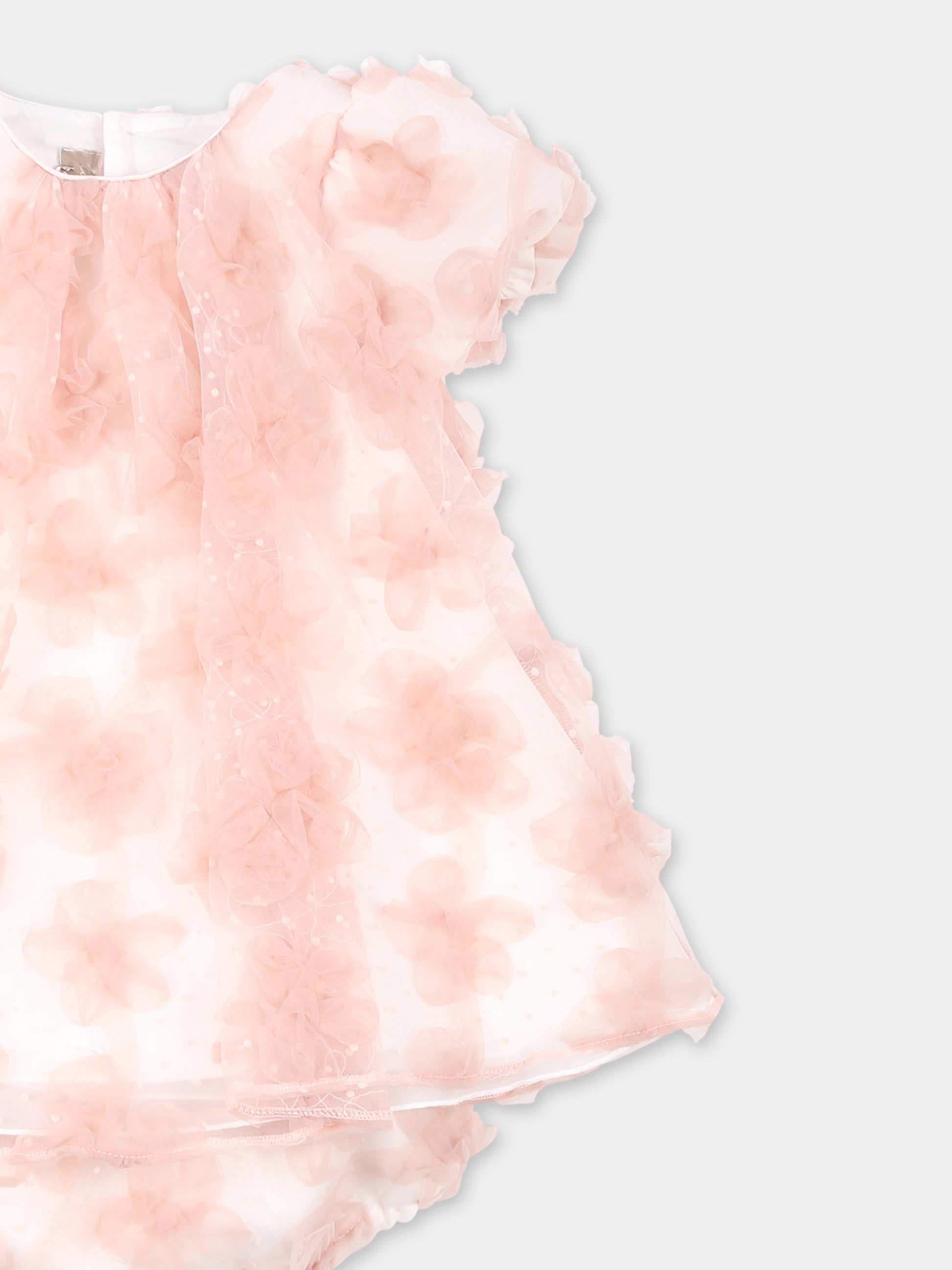 Vestito rosa per neonata con fiori,La Stupenderia,CBAB54X24