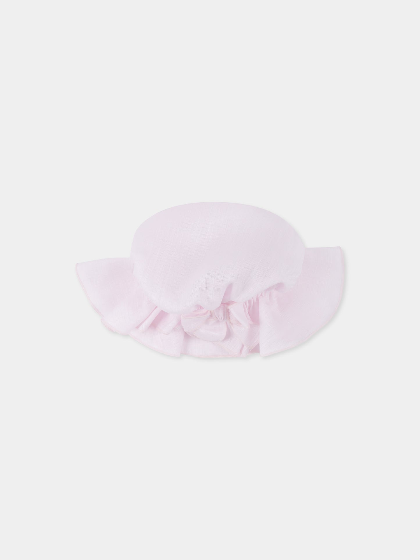 Cappello rosa per neonata con fiocco