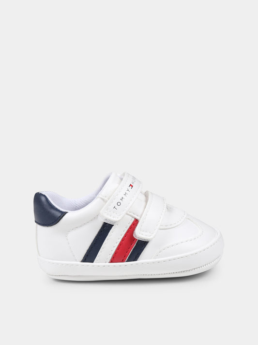 Sneakers bianche per neonati con logo,Tommy Hilfiger Junior,T0B9 33831 1433X336