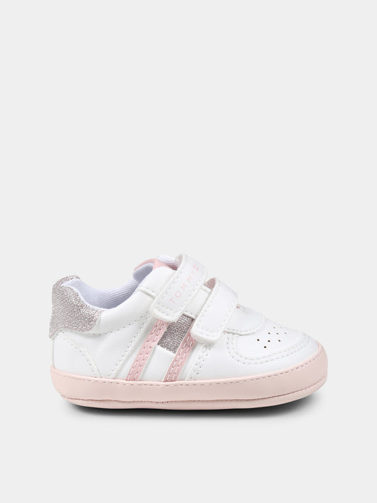 Sneakers bianche per neonata con logo,Tommy Hilfiger Junior,T0A9 33721 1528X134