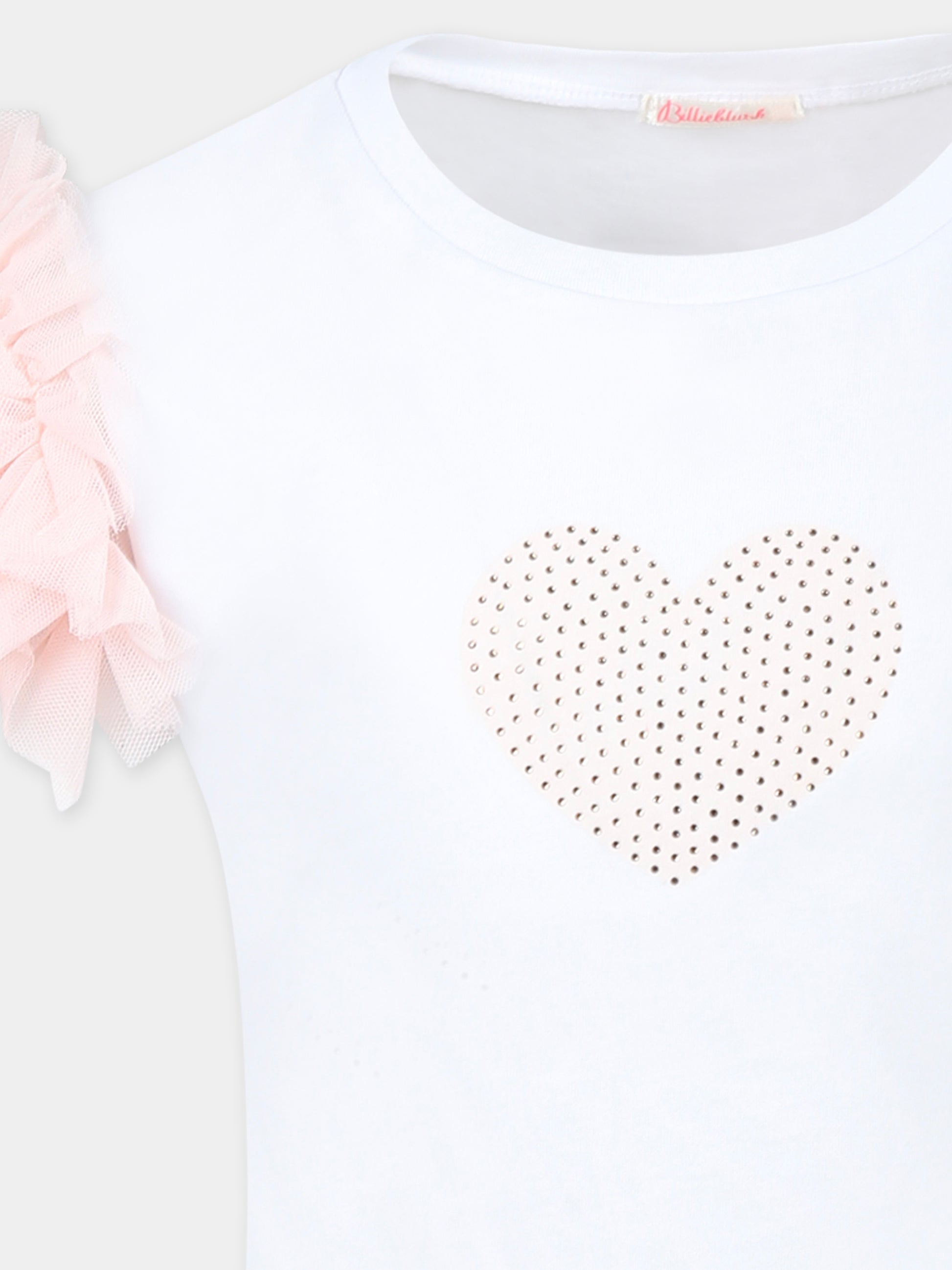 T-shirt bianca per bambina con cuore,Billieblush,U20991 10P