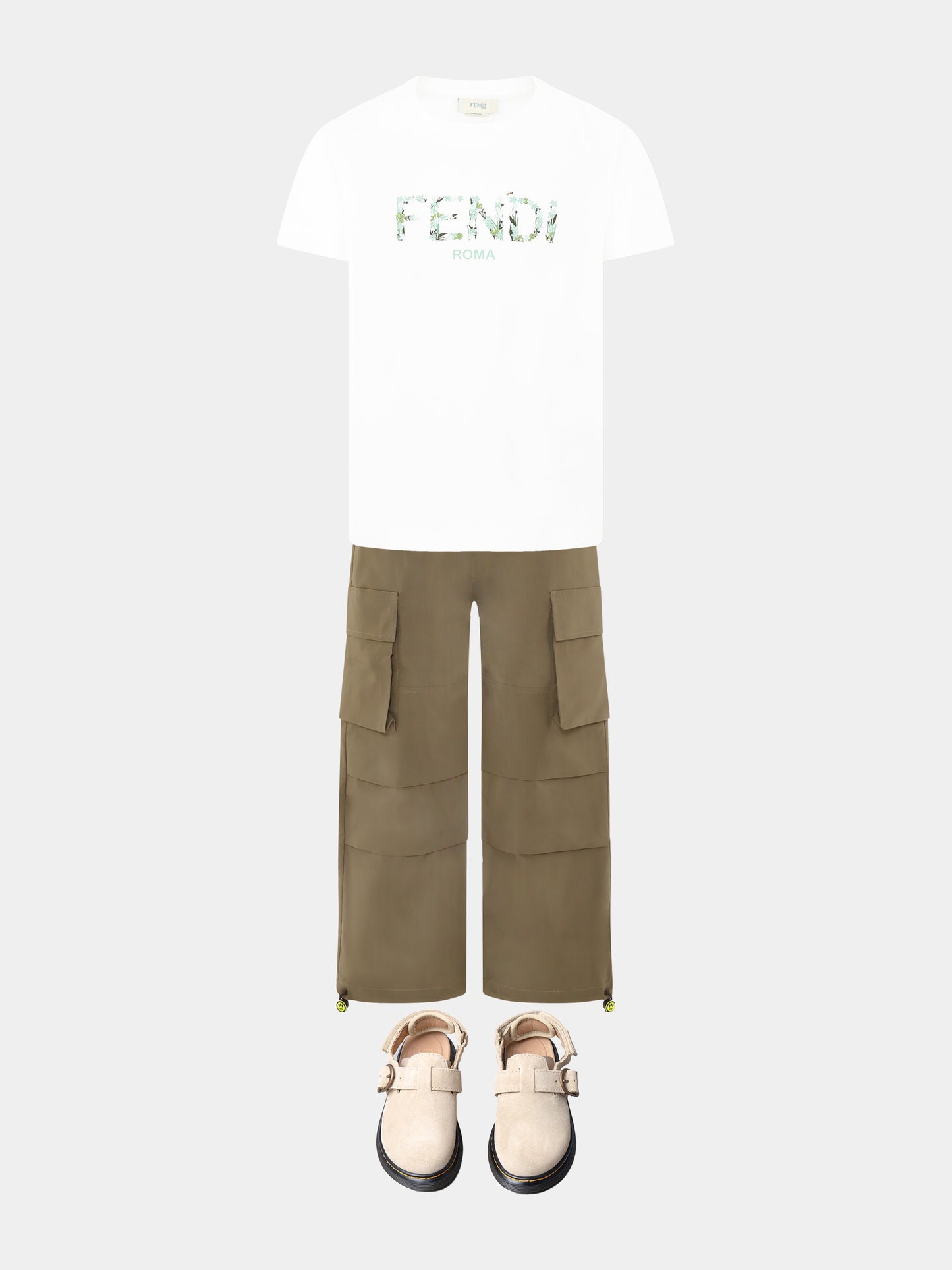 Green trousers for kids with patch