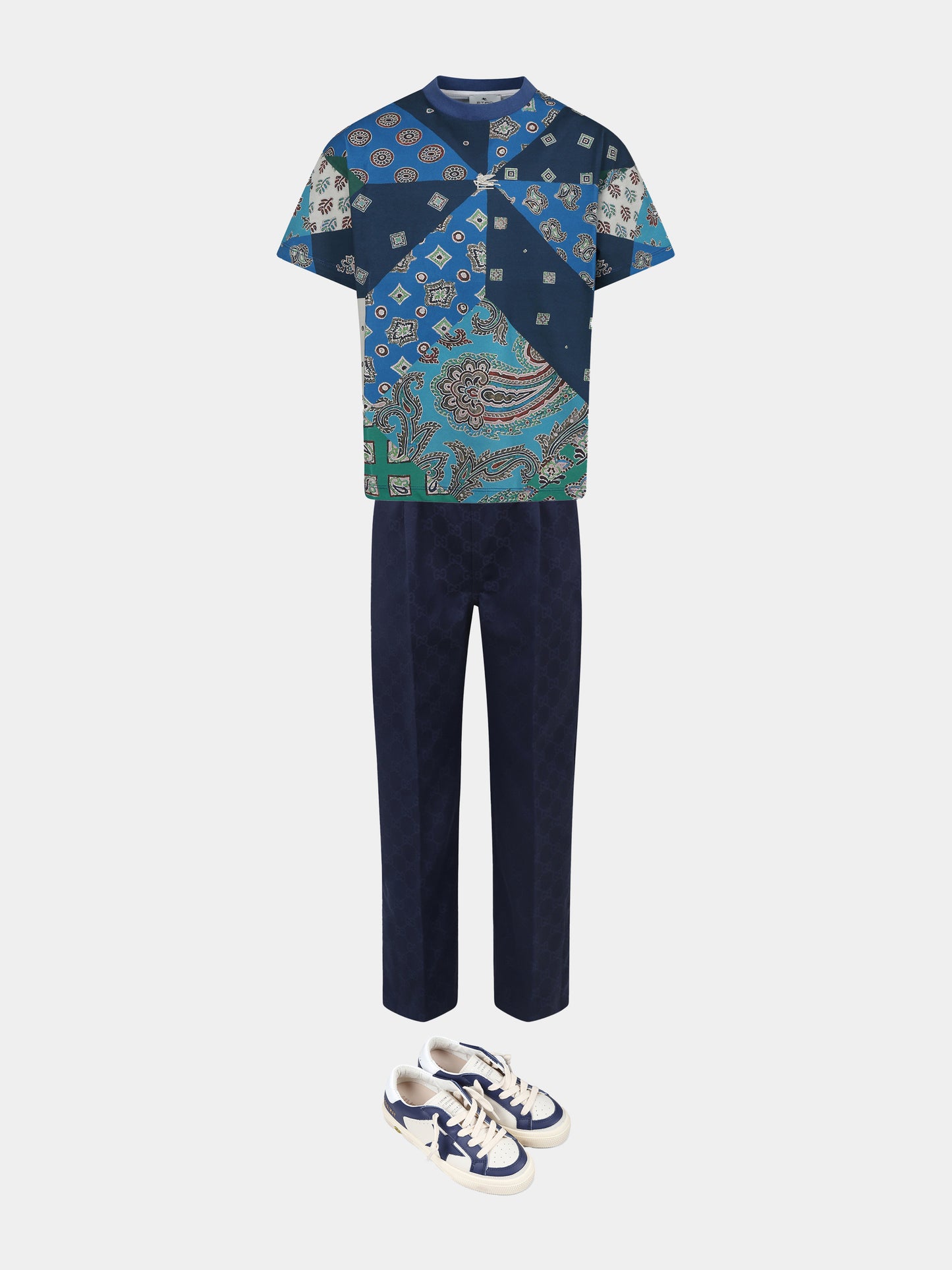 Blue trousers for boy with Web detail