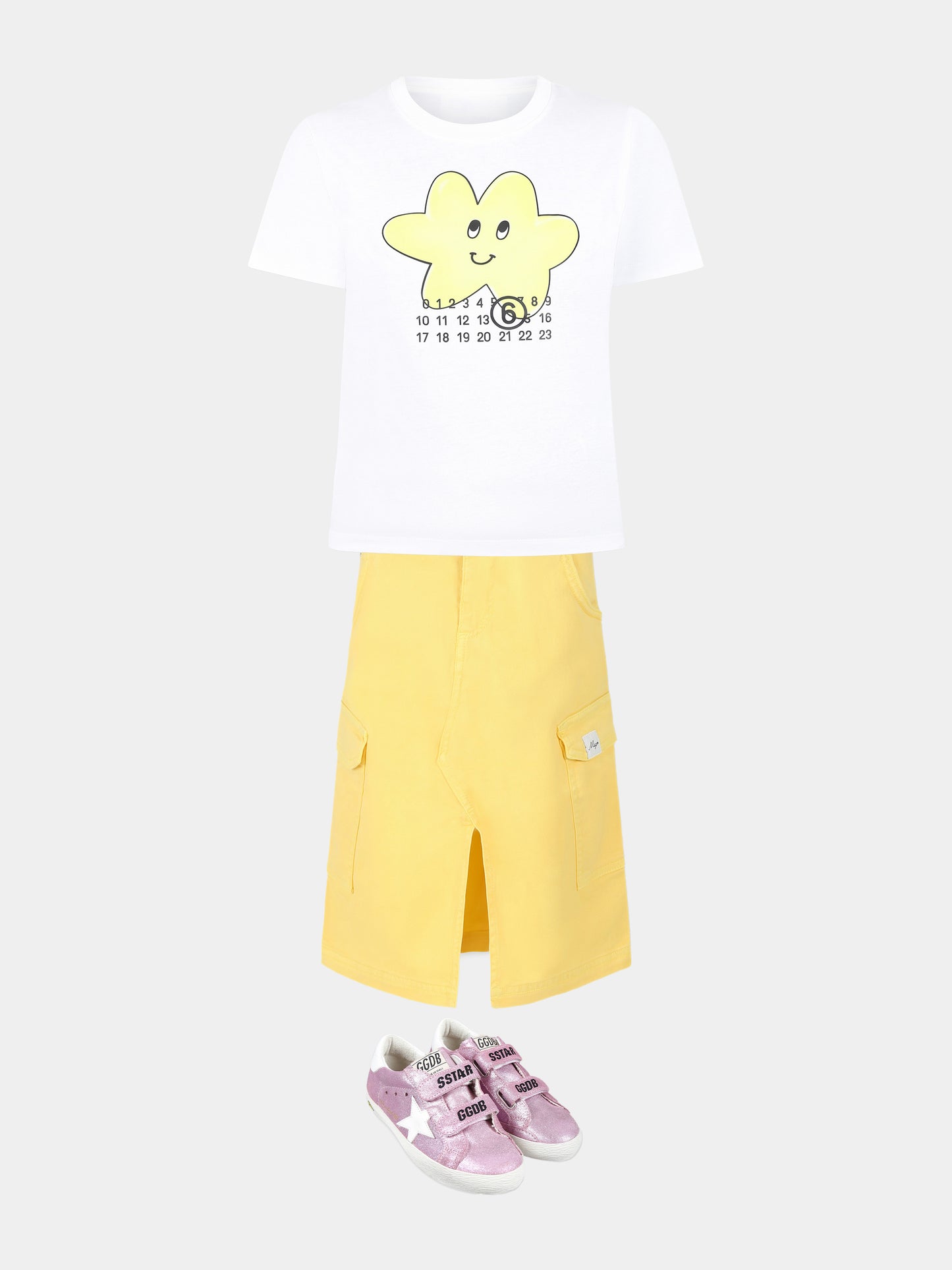 Yellow skirt for girl with logo