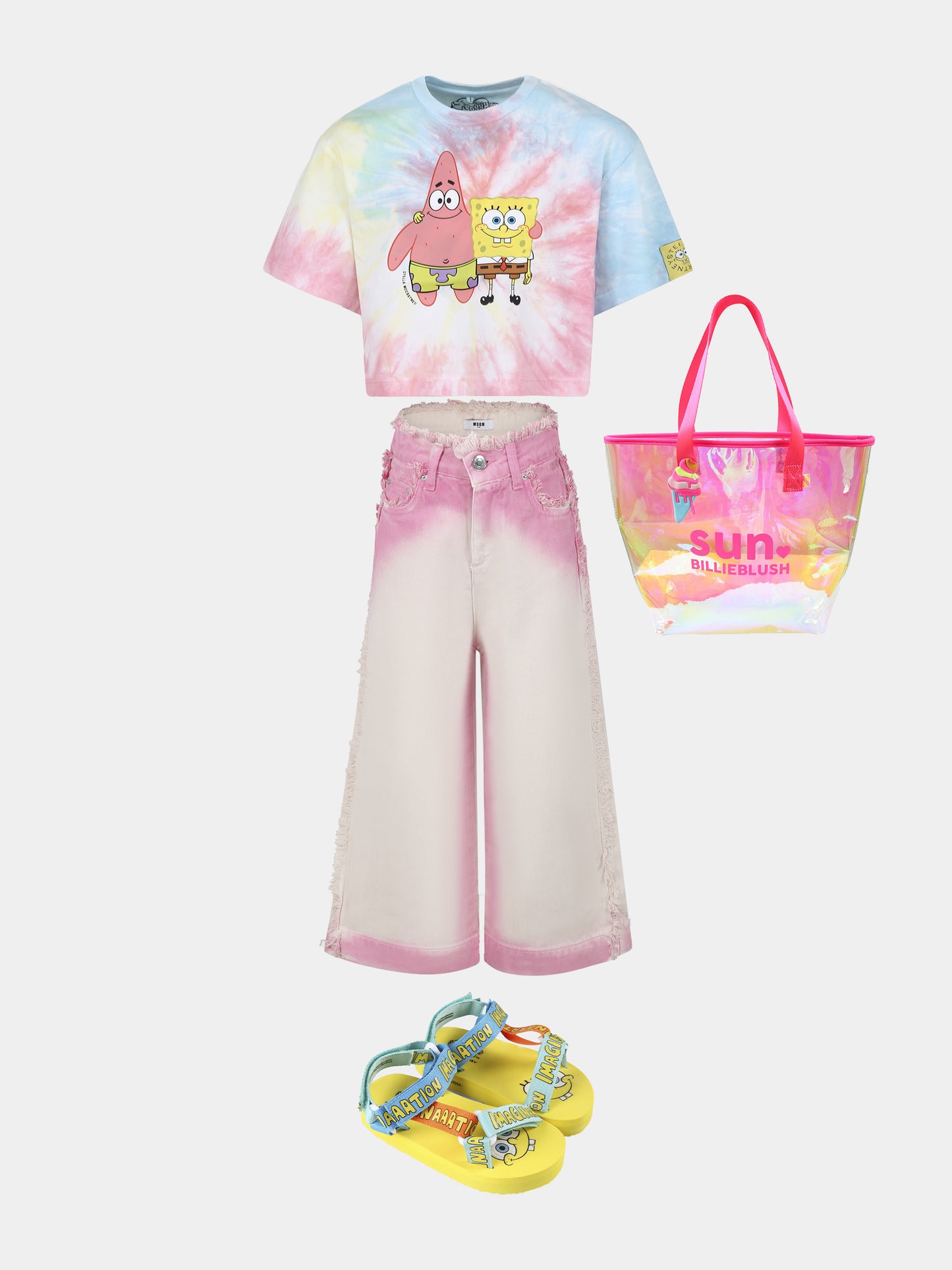 Multicolor crop t-shirt for girl with SpongeBob