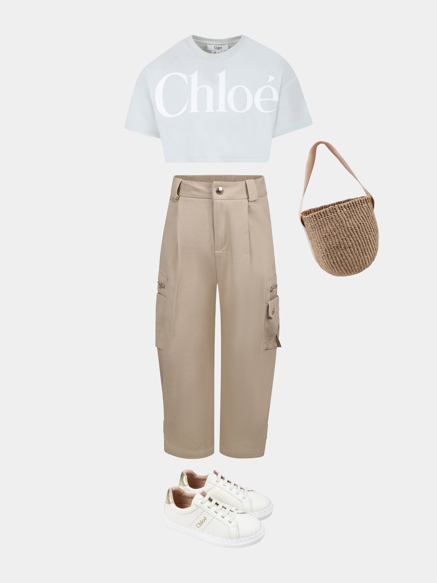 Green crop T-shirt for girl with white logo