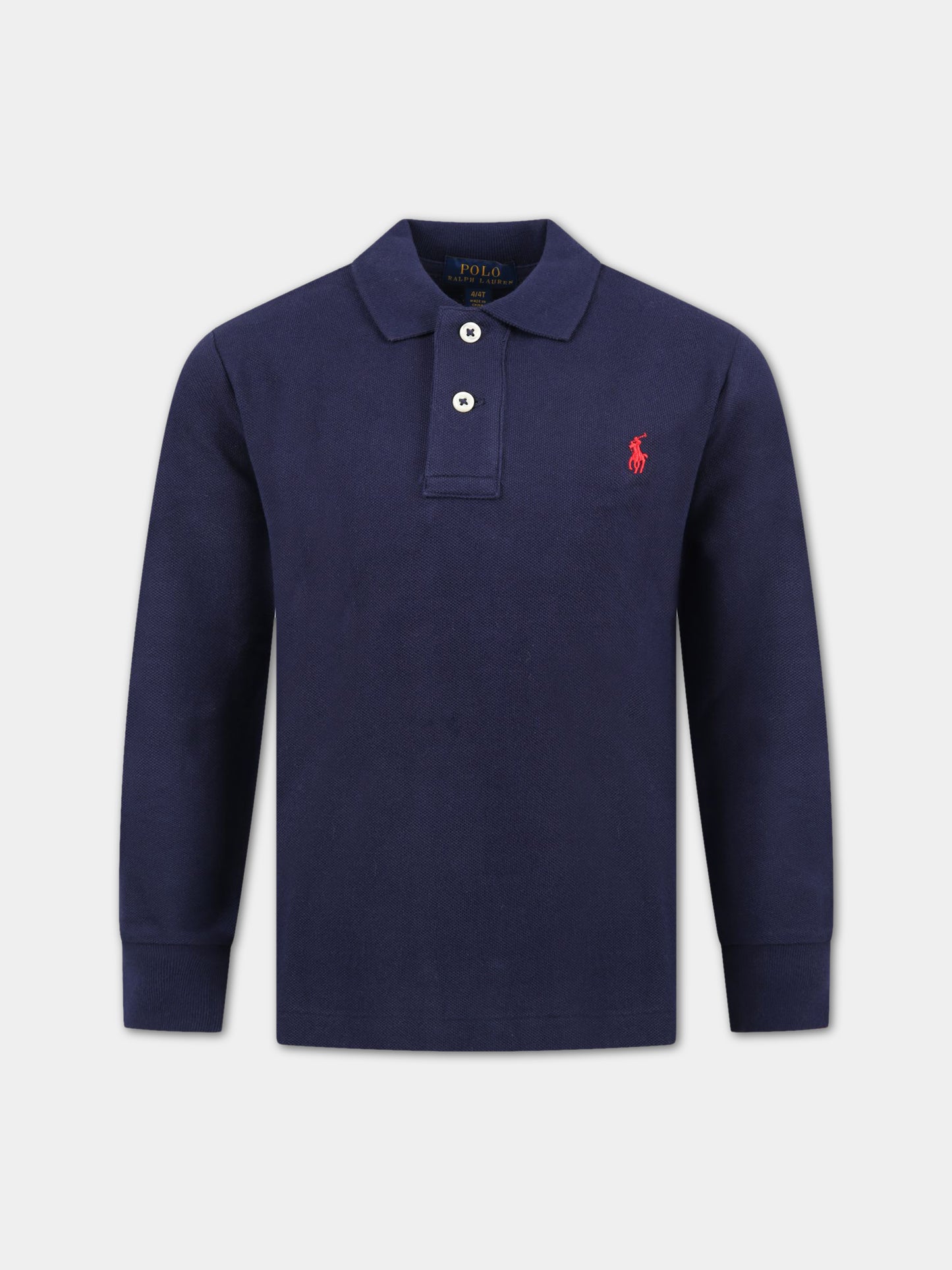 Polo blu per bambino con iconico cavallino,Ralph Lauren Kids,703634032