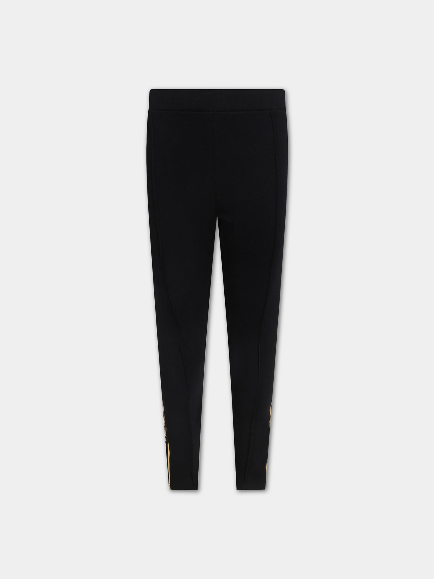 Leggings nero per bambina con loghI,Balmain Kids,6O6150 OB690 9300R
