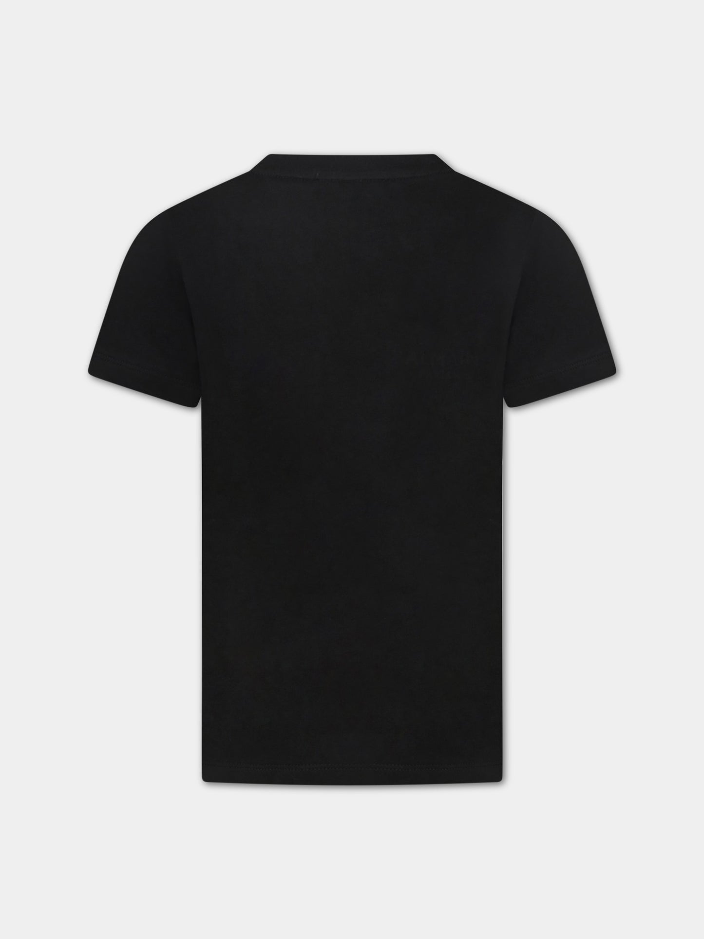 T-shirt nera per bambini con logo bianco,Balmain Kids,6Q8541 J0126 930