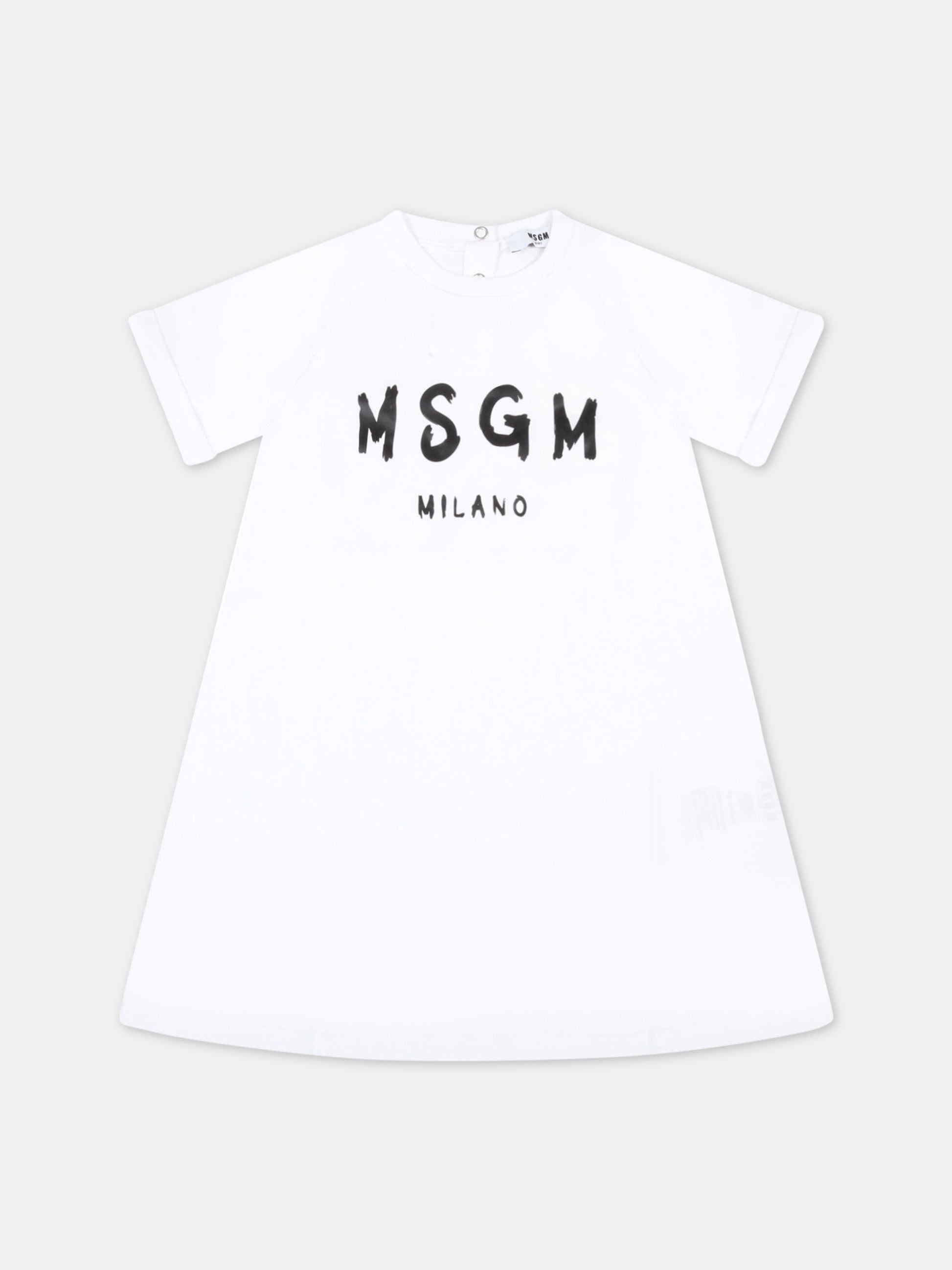 Vestito bianco per neonata con logo,Msgm Kids,MS029052 001