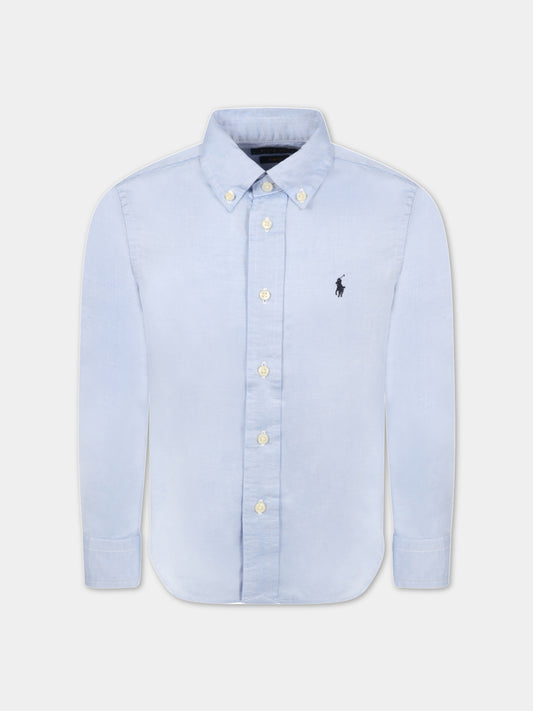 Camicia celeste per bambino con iconico cavallino,Ralph Lauren Kids,819238002