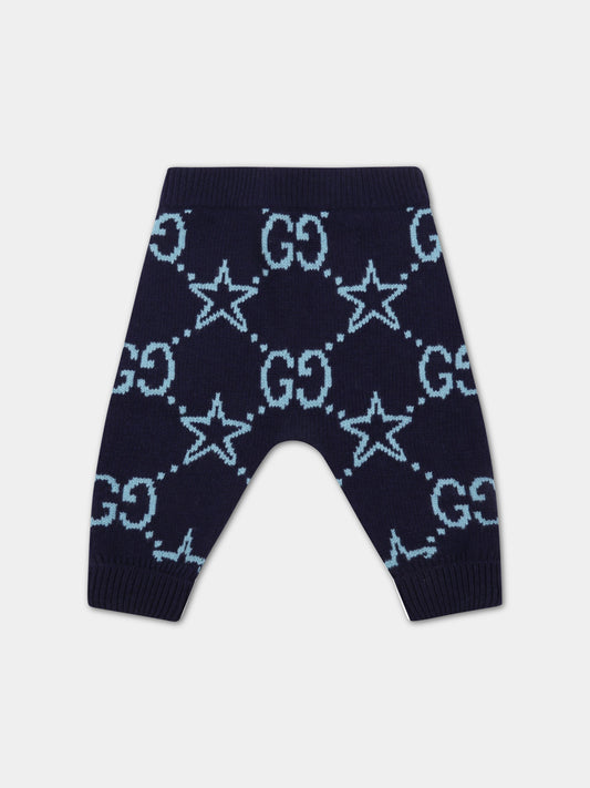Pantalone blu per neonati con stelle,Gucci Kids,691876 XKCGP 4659