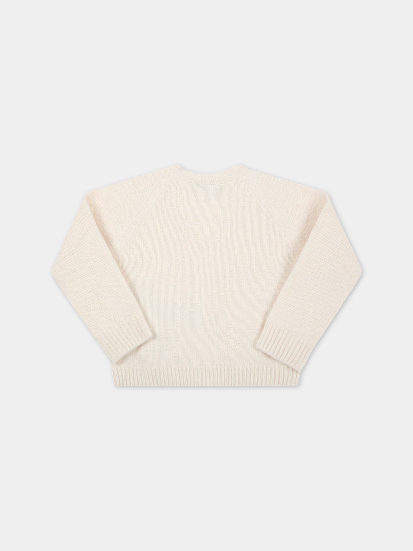 Cardigan bianco per neonati con motivo GG,Gucci Kids,699327 XKB5X 9166