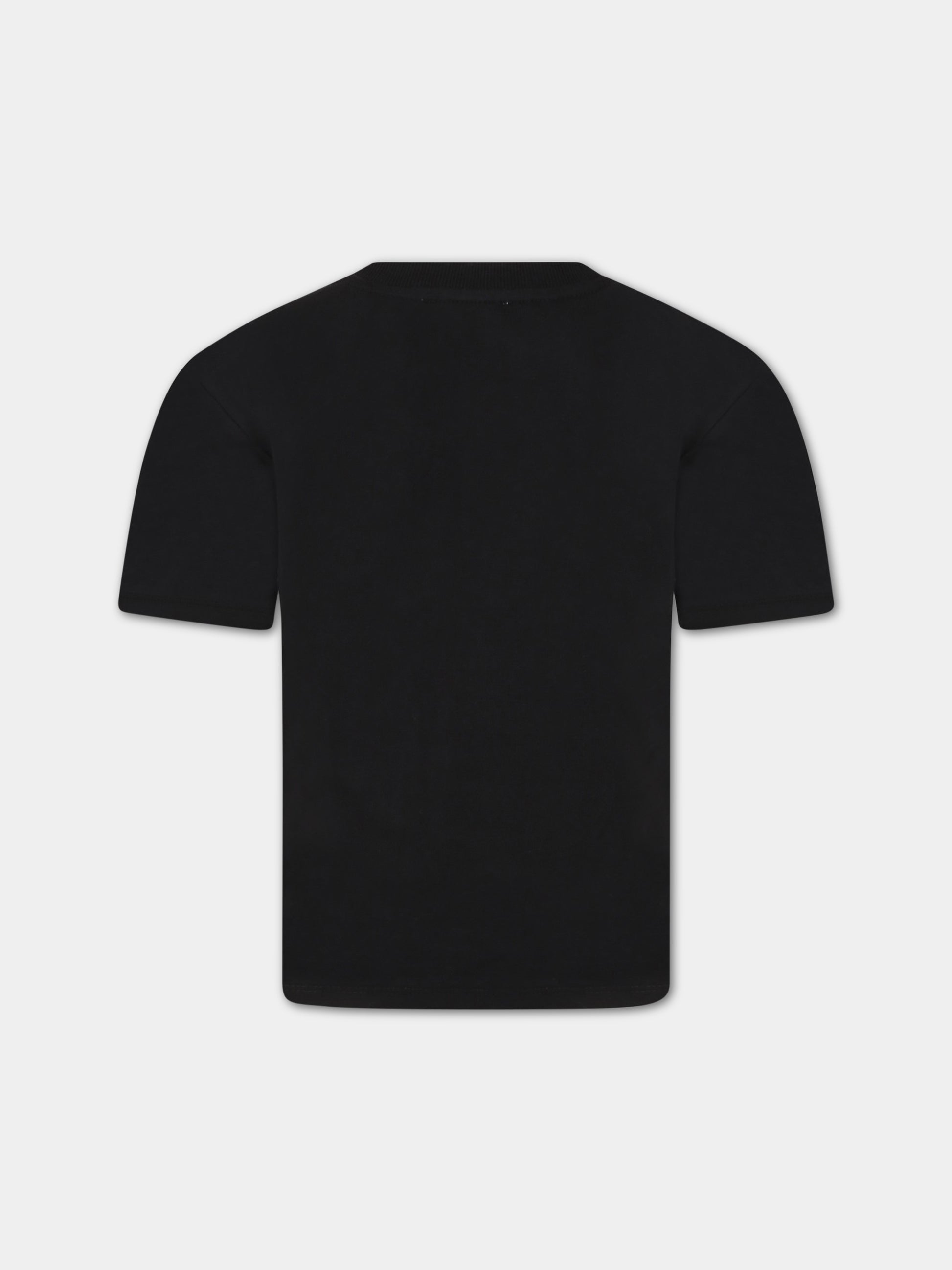 T-shirt nera per bambino con logo,Moschino Kids,HUM03S LBA12 60100