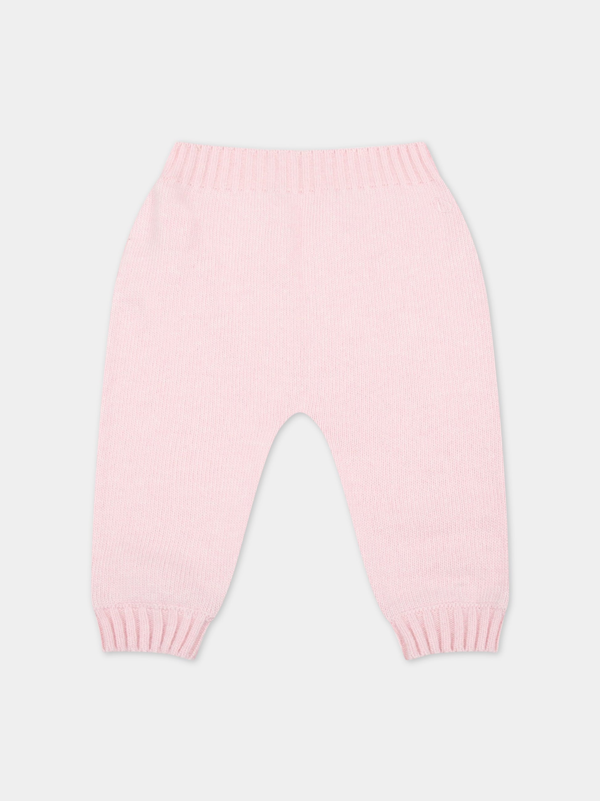 Pantaloni rosa per neonata con logo bianco,Palm Angels,PGXQ001F22KNI0013301