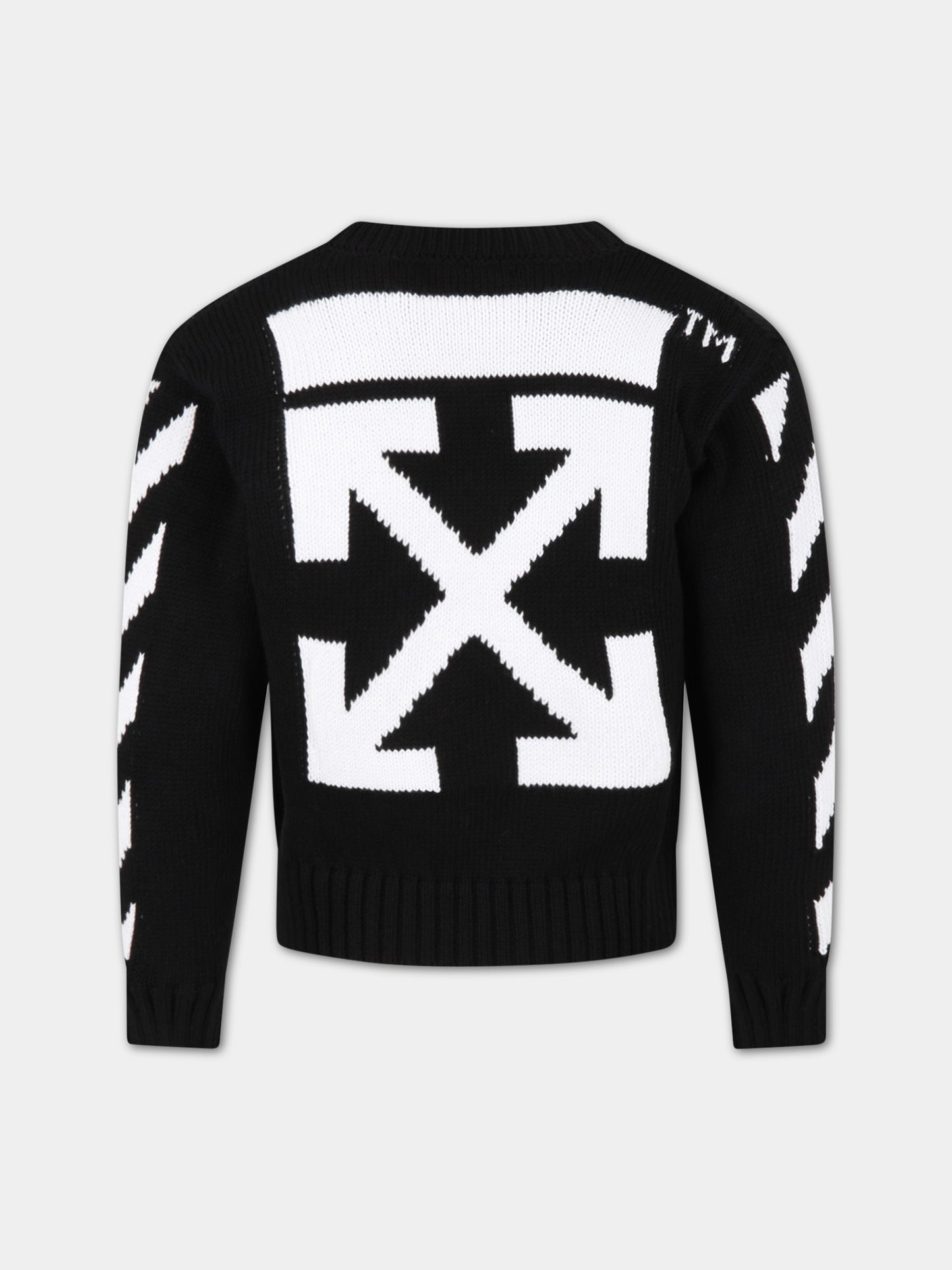 Maglione nero per bambini con logo,Off White,OBHE001C99KNI0011001