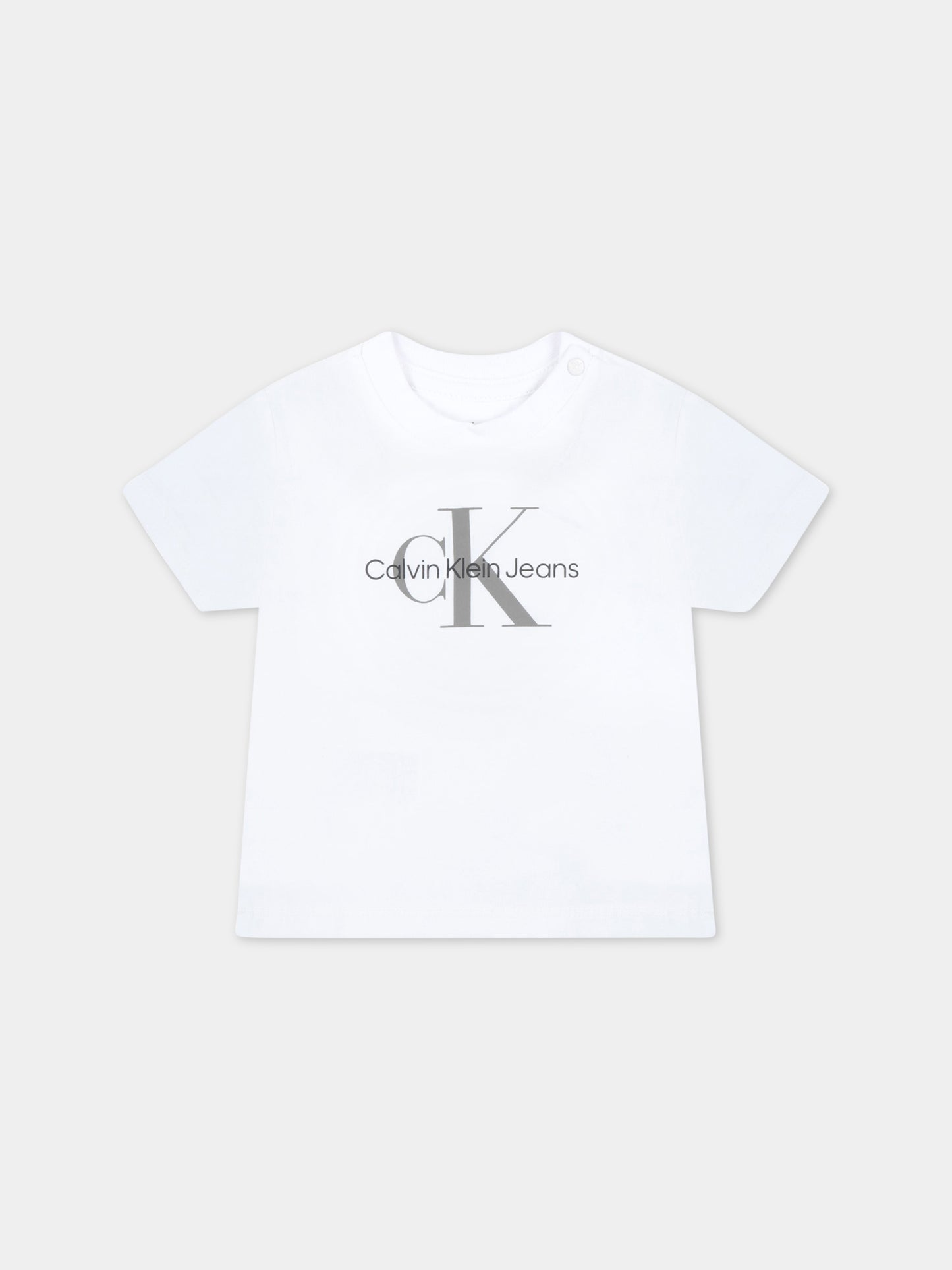 T-shirt bianca per neonati con loghi,Calvin Klein Kids,CKIN0IN00001 IN0IN00001 YAF