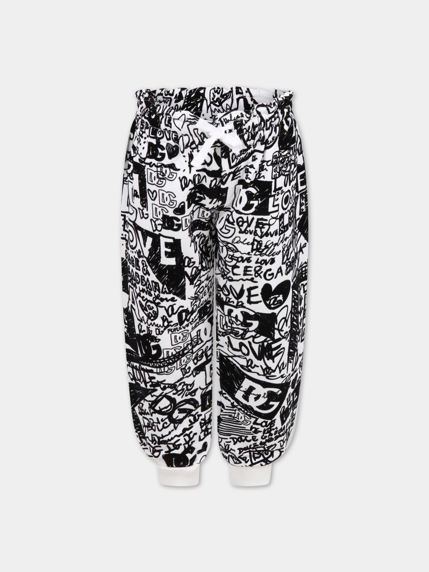 Pantalone bianco per bambini con loghi,Dolce & Gabbana Kids,L4JPGL G7F5Q HA4BQ