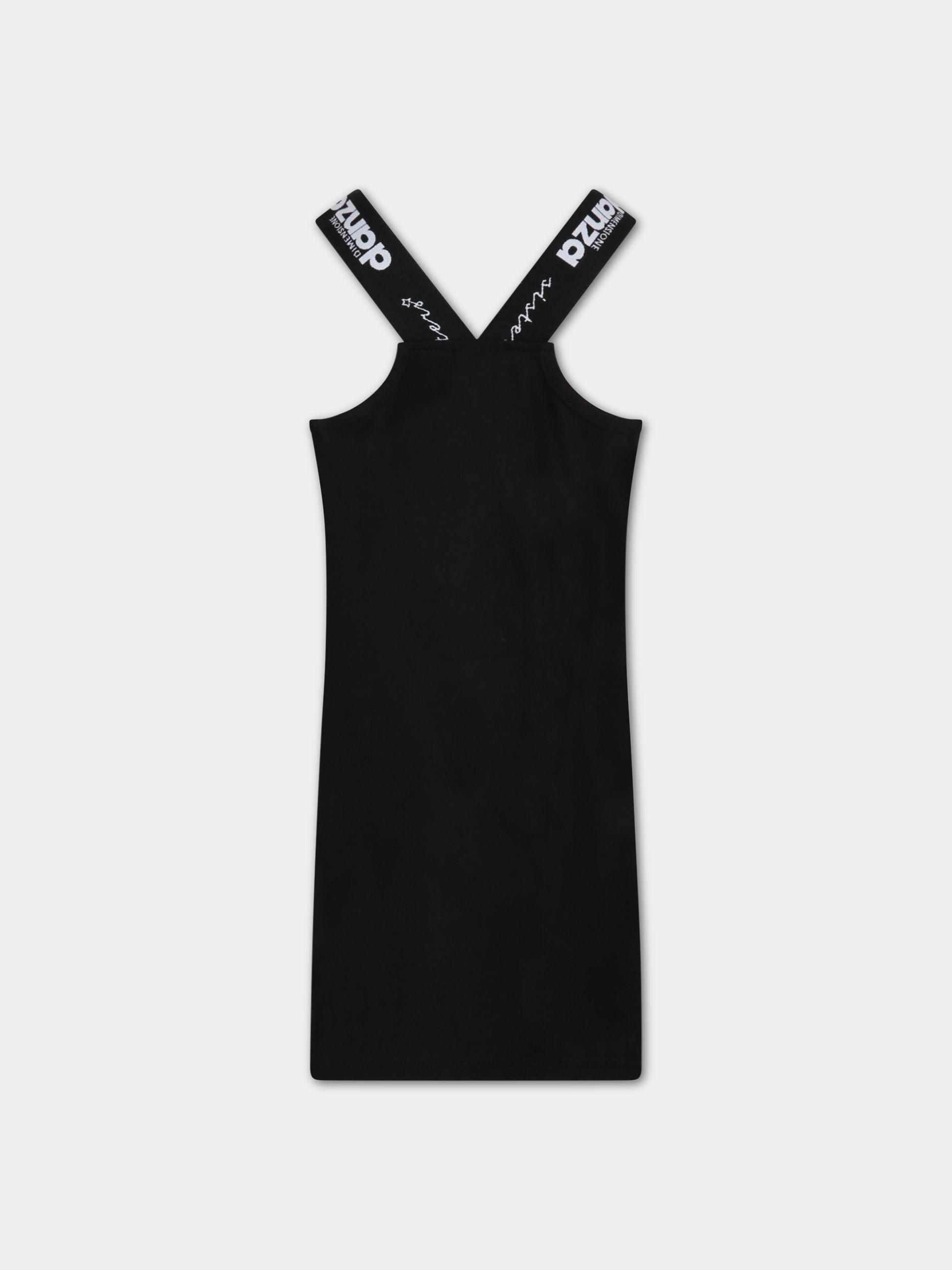 Vestito nero per bambina con loghi colorati,Dimensione Danza,029719 110