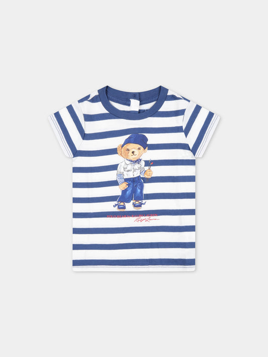 T-shirt multicolor per neonata con Polo Bear e logo rosso,Ralph Lauren Kids,891323001