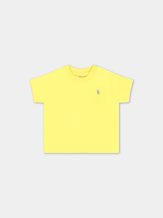 T-shirt gialla per neonato con pony blu ricamato,Ralph Lauren Kids,832904087