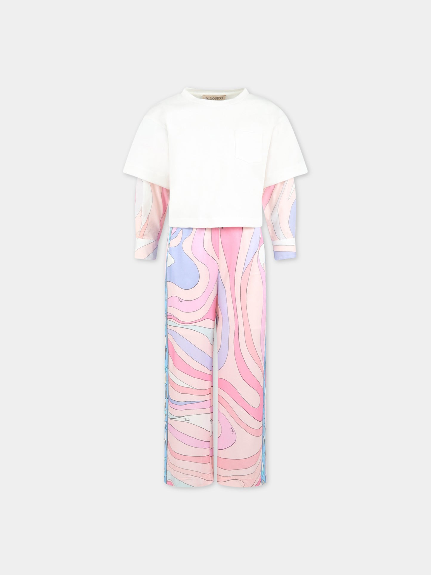 Pantaloni multicolor per bambina con stampa e logo,Emilio Pucci Junior,PS6A21 K0107 500MC