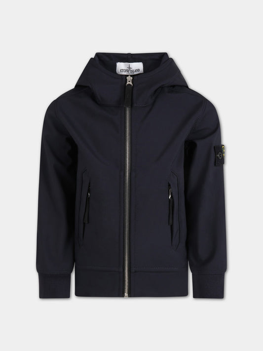 Bomber blu per bambino con iconico patch,Stone Island Junior,7816 401 34 V0020