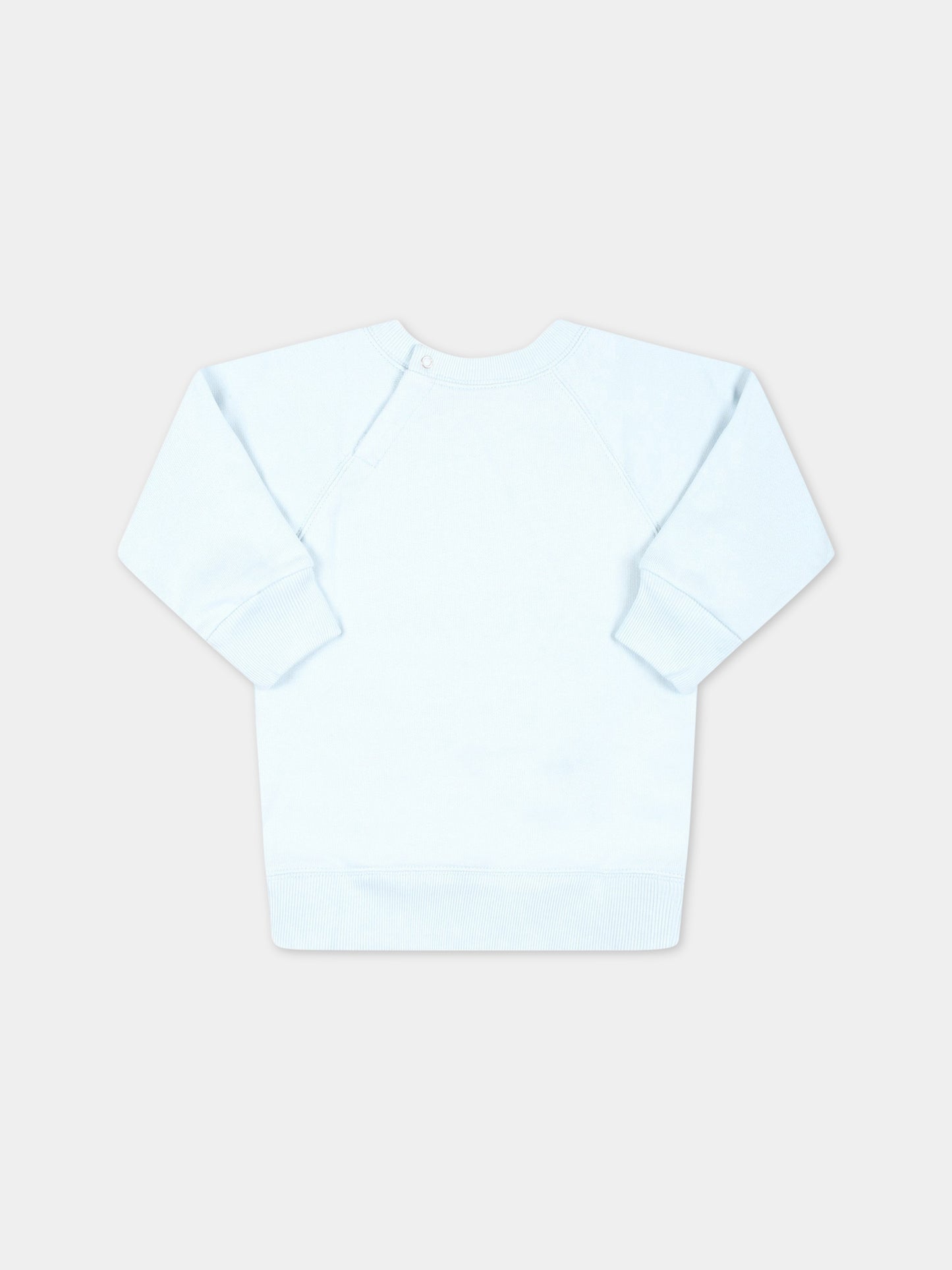 Felpa celeste per neonato con logo nero e animali,Gucci Kids,653687 XJEZX 4597