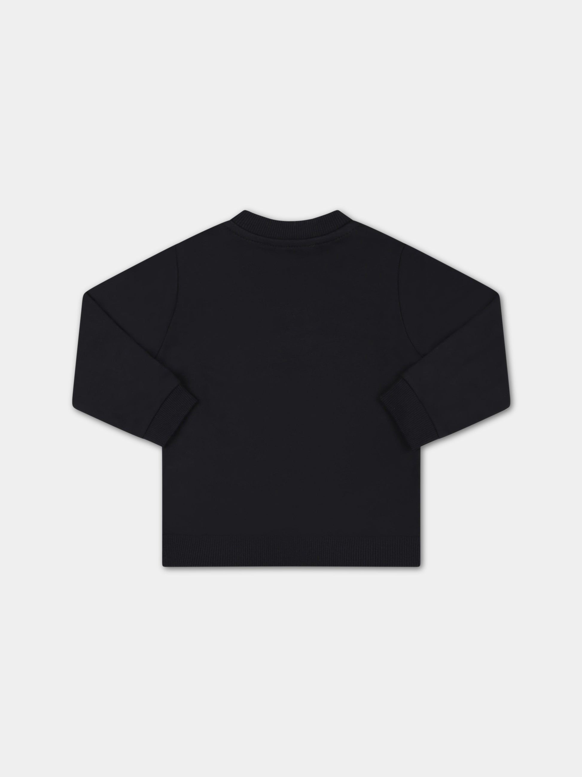 Felpa nera per neonati con Teddy Bear e logo bianco,Moschino Kids,M9F03E LDA00 60100
