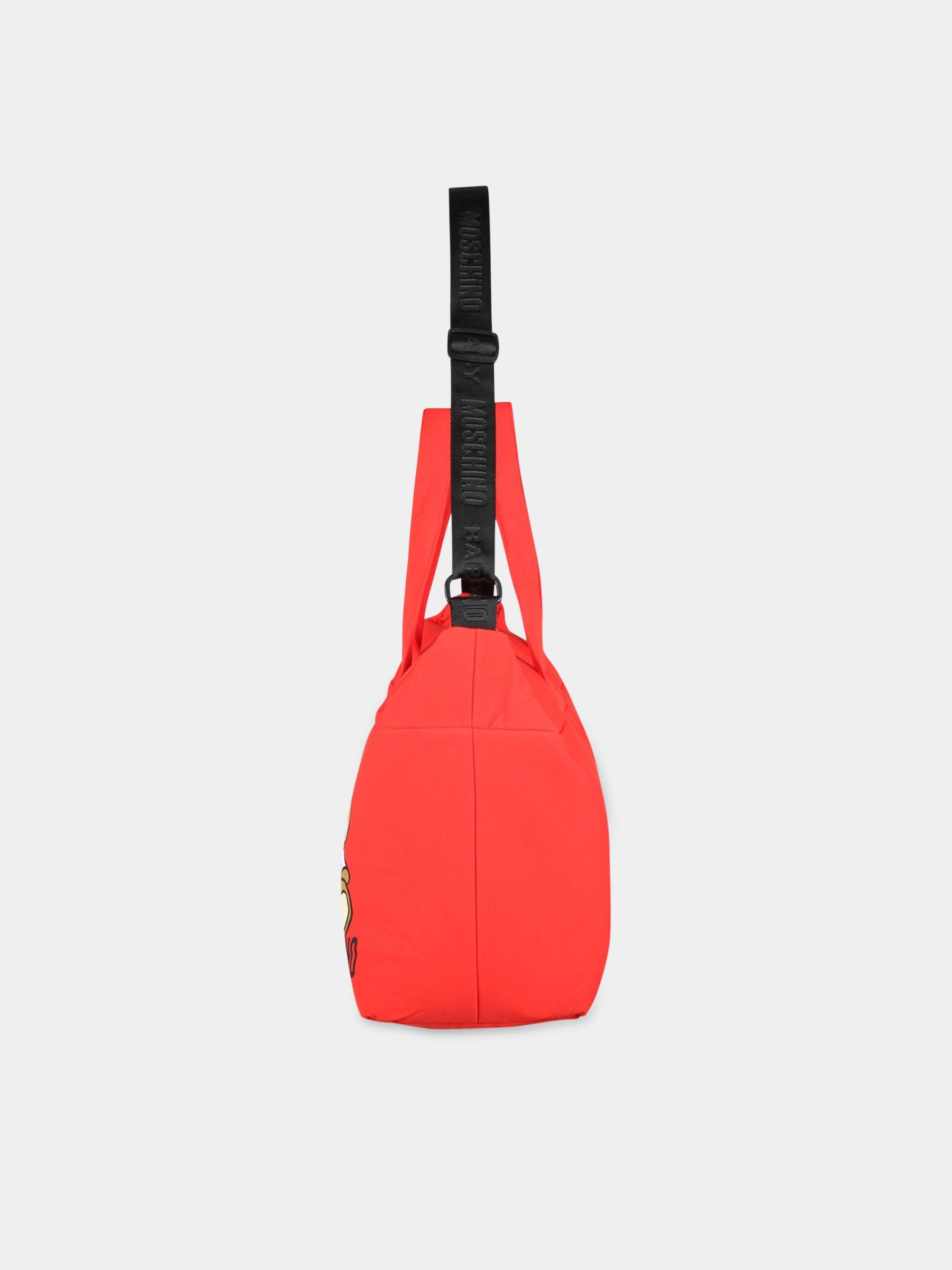 Borsa-mamma rossa per neonati con Teddy Bear,Moschino Kids,MRX03A LDA25 50109