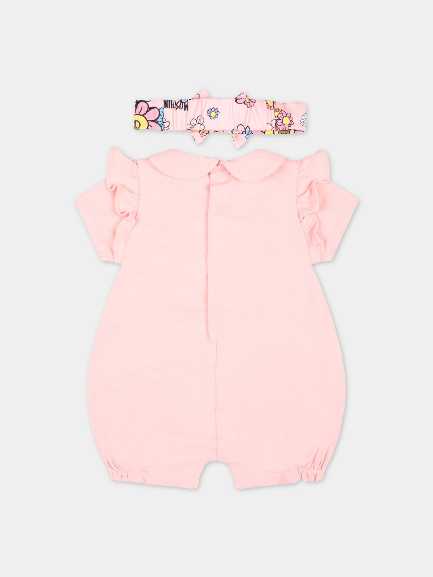 Set rosa per neonata con Teddy Bear e fiore,Moschino Kids,MDY00Y LBA08 50209