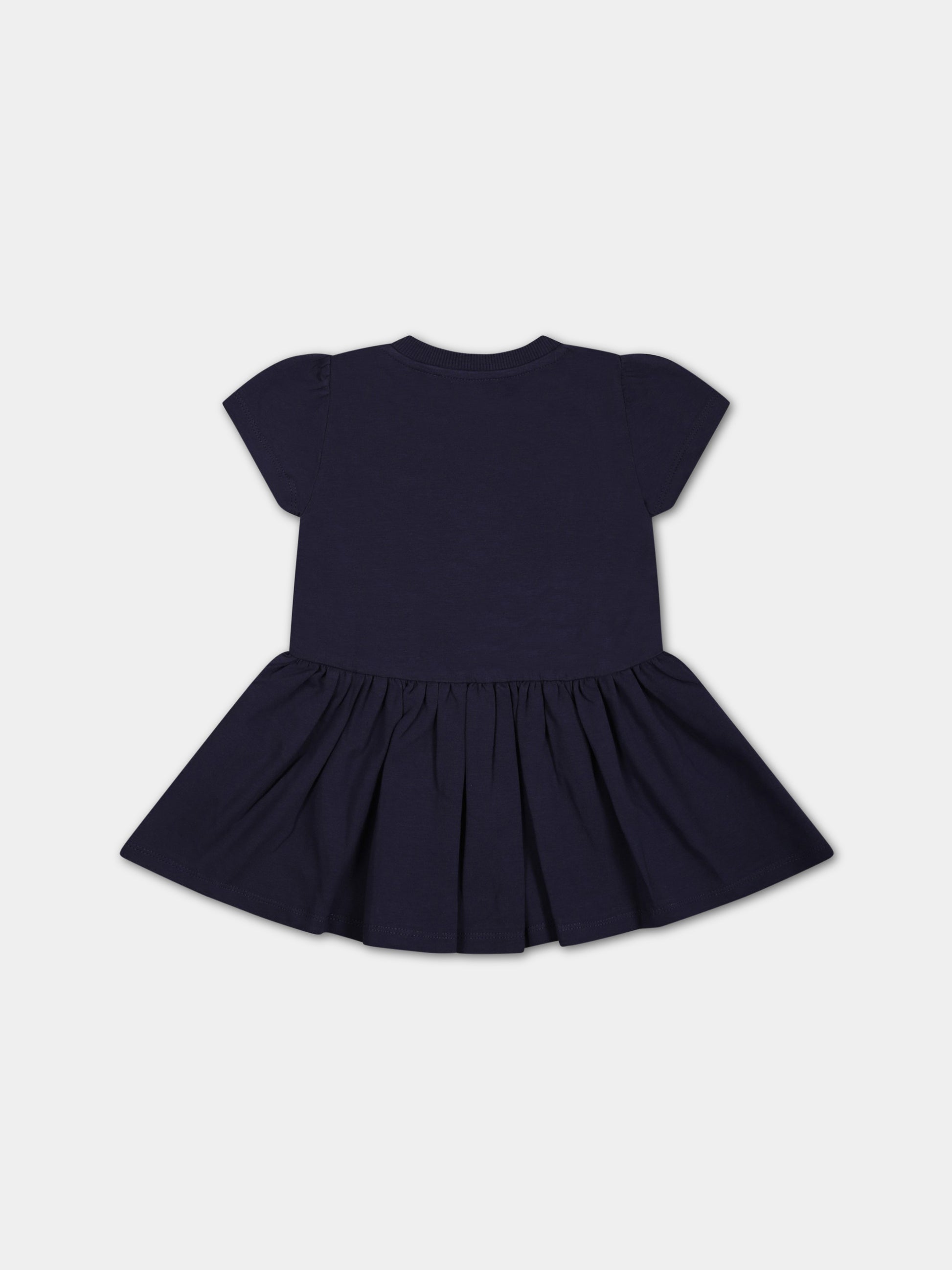 Vestito blu per neonata con Teddy Bear e logo,Moschino Kids,MDV0AD LBA00 40016