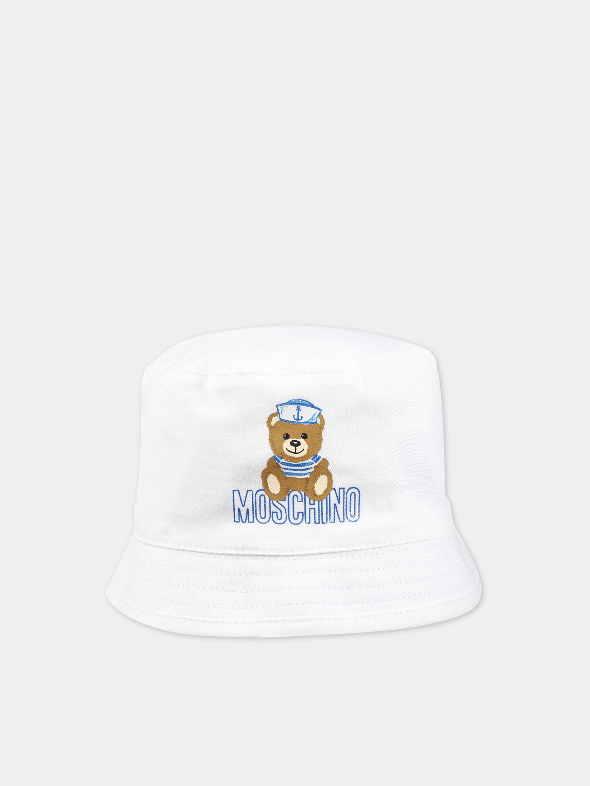 Cloche bianca per neonato con Teddy Bear,Moschino Kids,MUX04A LPC04 10101