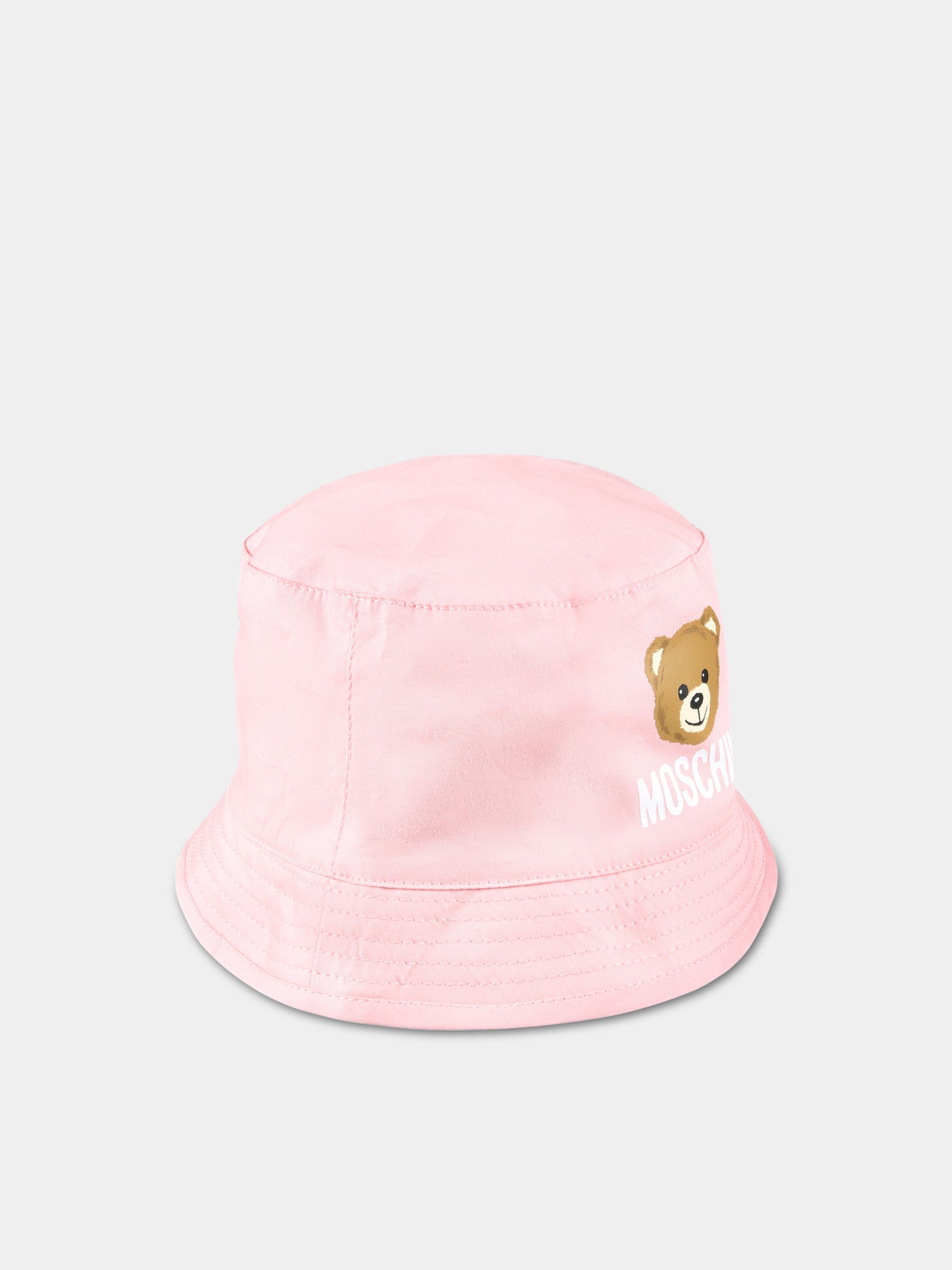Cloche rosa per neonata con Teddy Bear e logo,Moschino Kids,MMX04A LMA01 50209