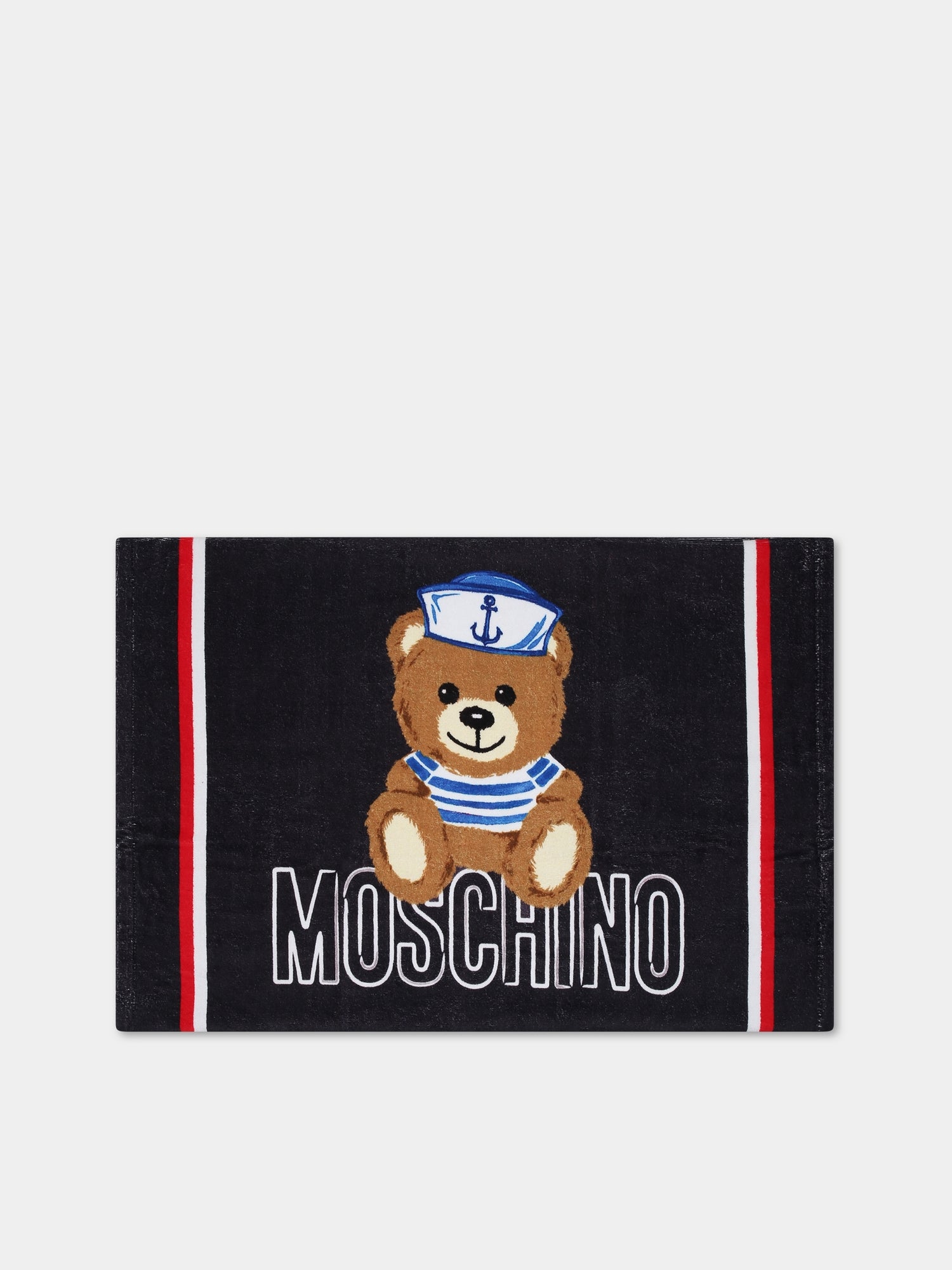 Telo-mare blu per bambini con Teddy Bear e logo,Moschino Kids,HOX01B LGA15 40016