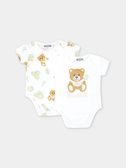 Set bianco per neonati con Teddy Bear,Moschino Kids,M5Y017 LAB59 84352