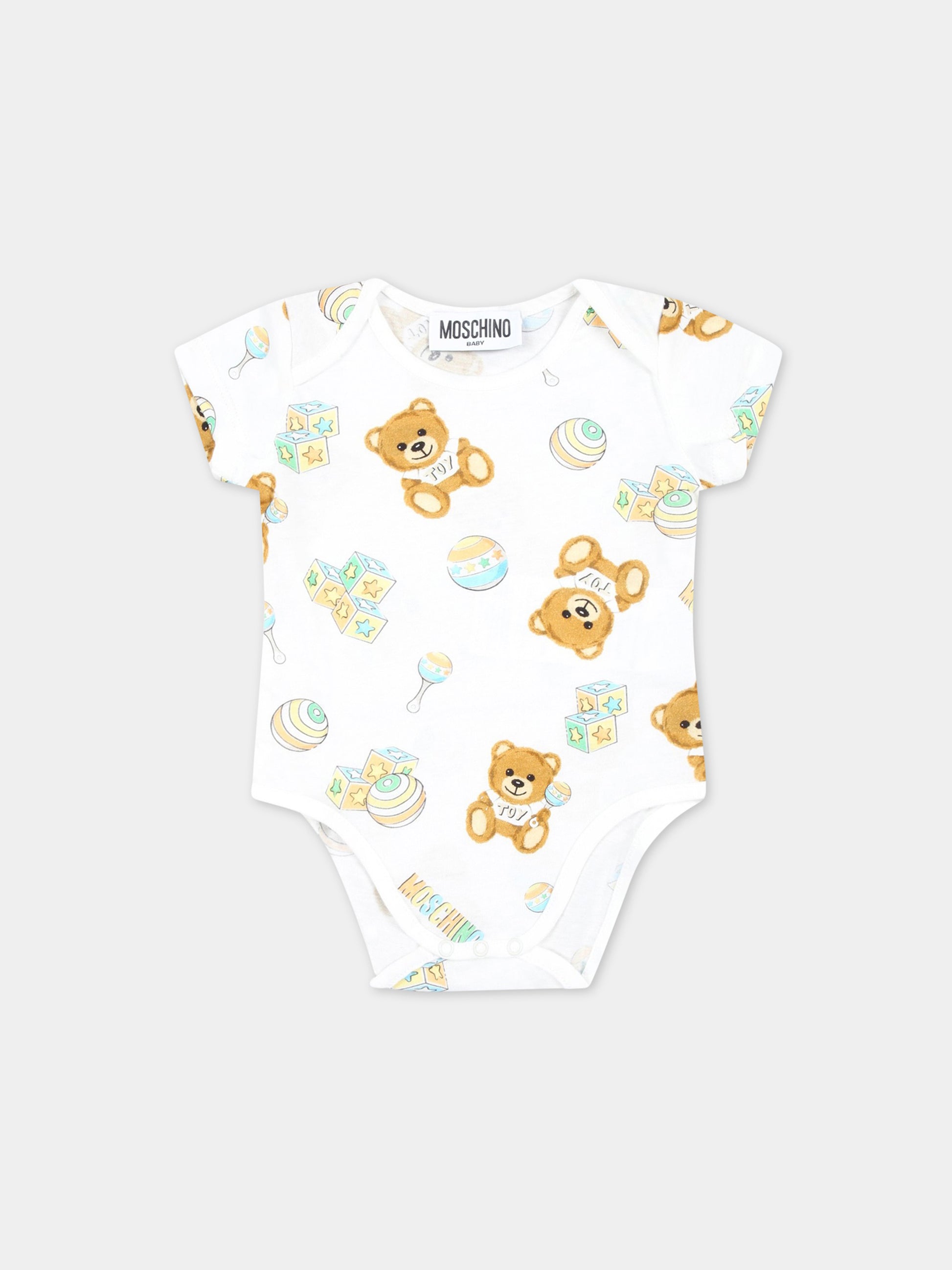 Set bianco per neonati con Teddy Bear,Moschino Kids,M5Y017 LAB59 84352