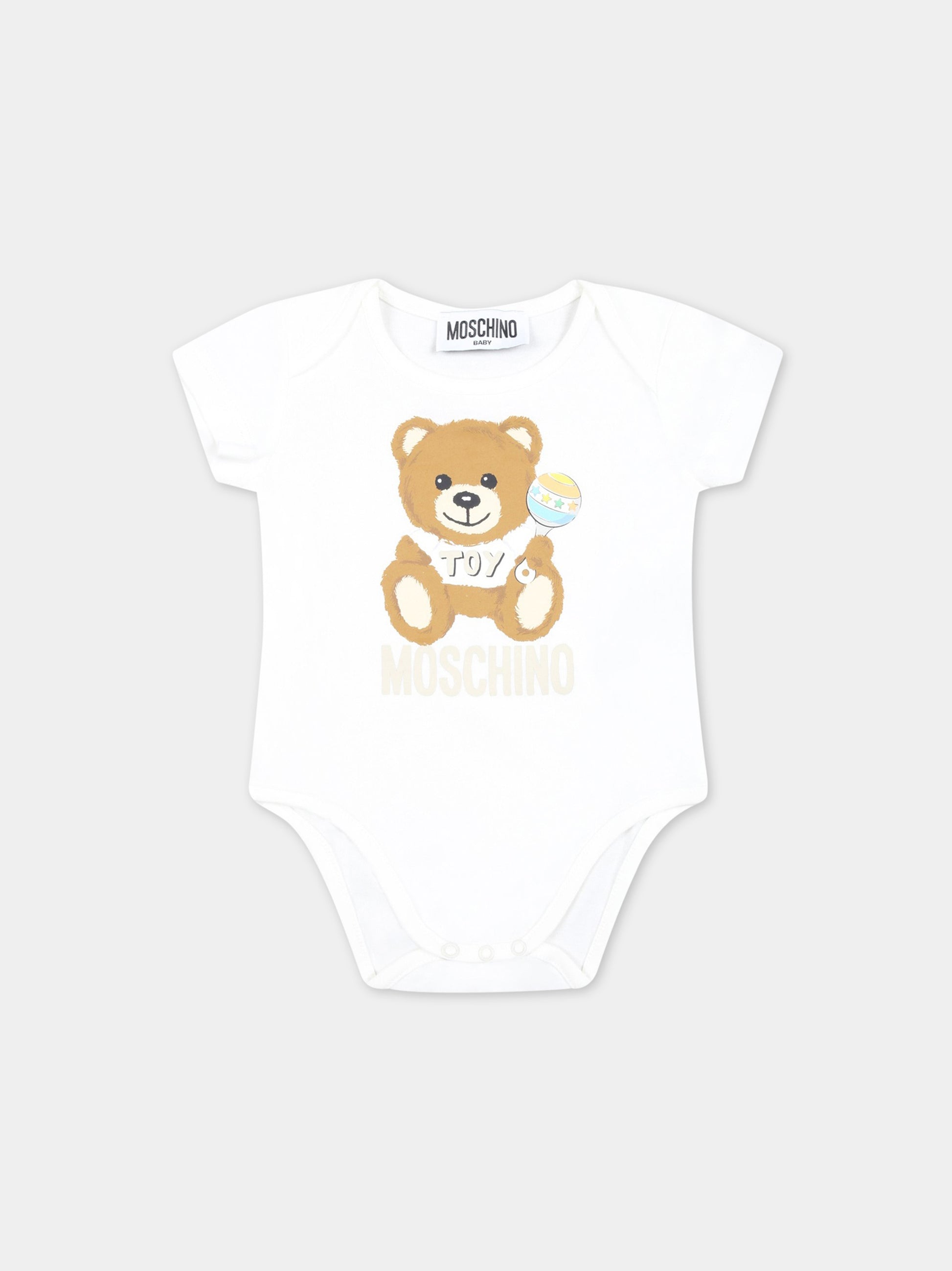 Set bianco per neonati con Teddy Bear,Moschino Kids,M5Y017 LAB59 84352