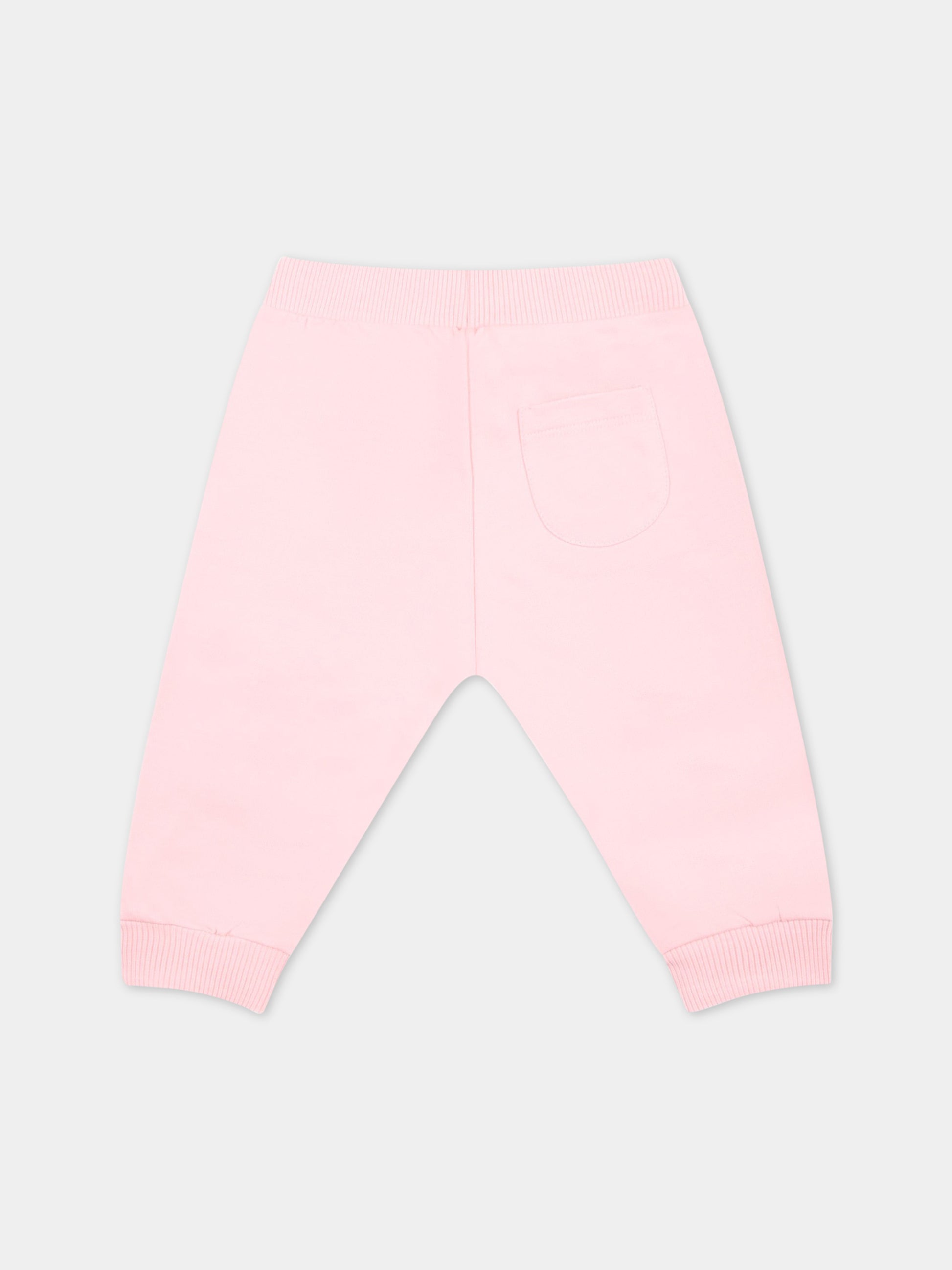 Pantaloni rosa da tuta per neonata con Teddy Bear,Moschino Kids,MZP02I LCA19 50209