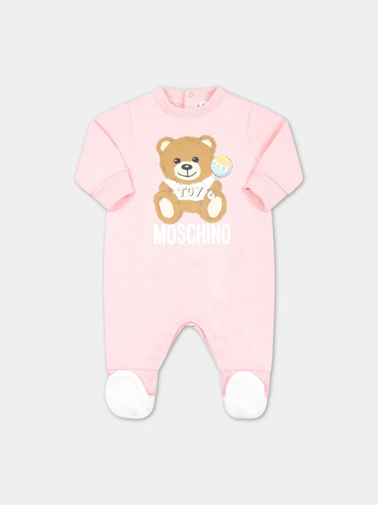 Tutina rosa per neonata con Teddy Bear,Moschino Kids,MNY03X LCA19 50209